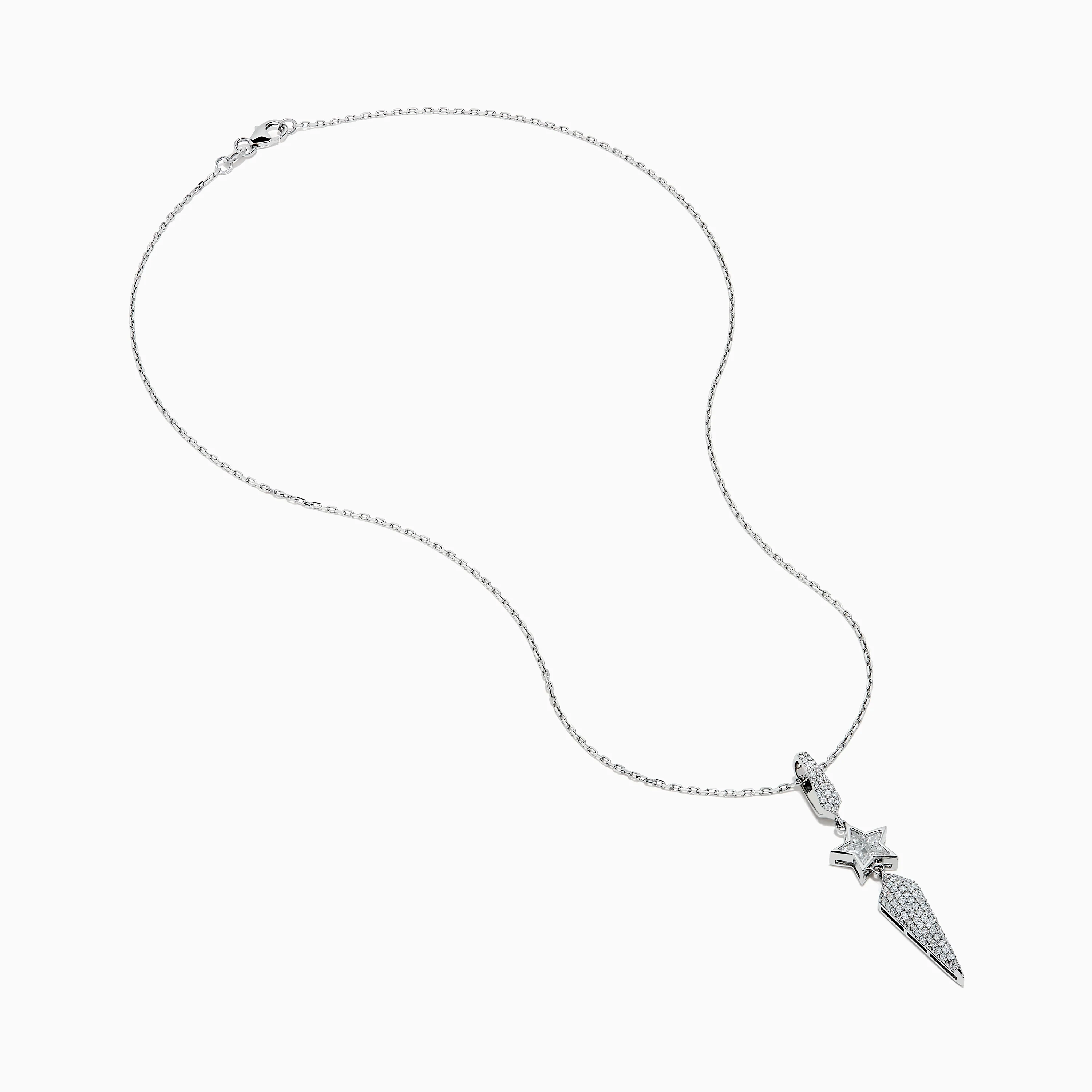 18K White Gold Diamond Shooting Star Lariat Pendant - Image 2