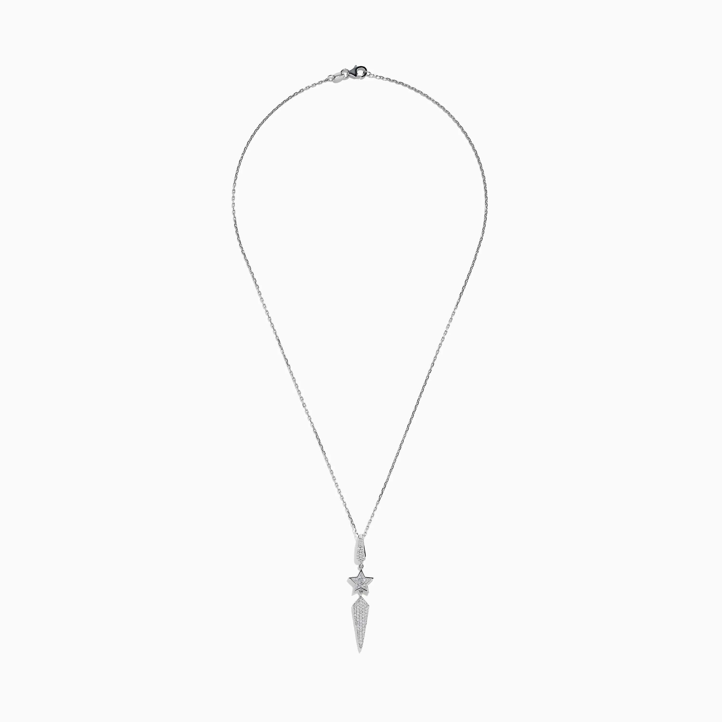 18K White Gold Diamond Shooting Star Lariat Pendant - Image 3