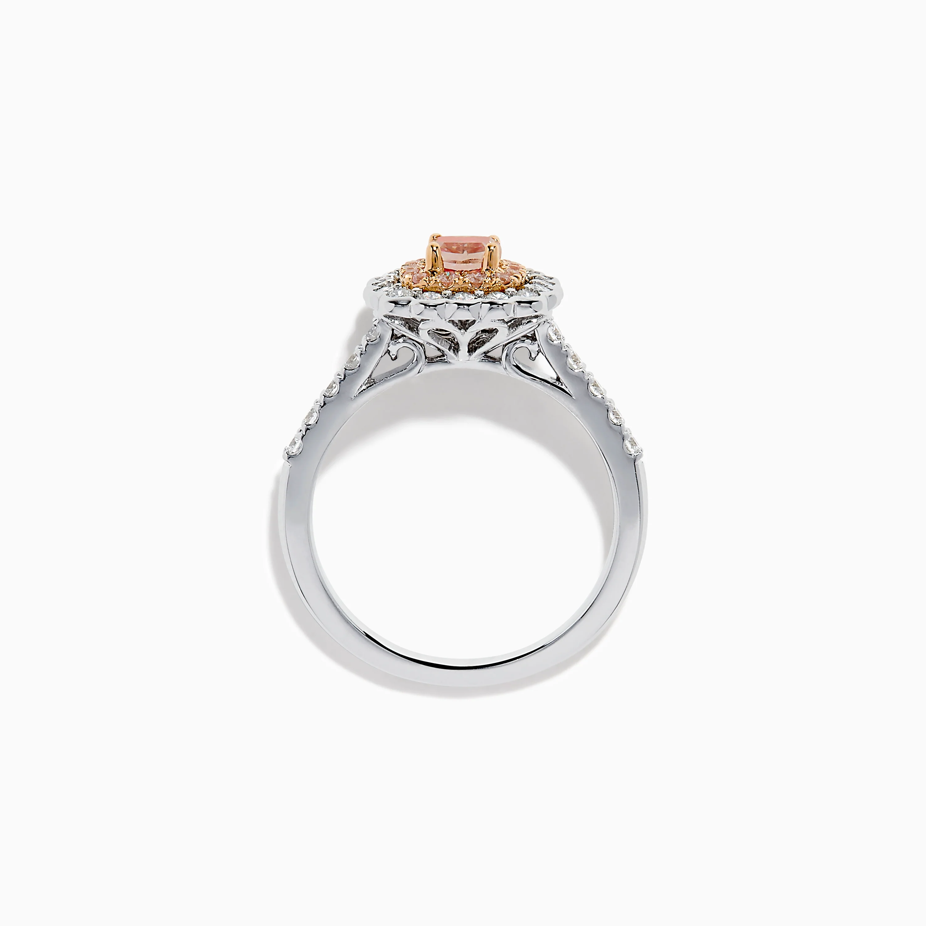 18K White Gold Double Cushion Halo Pink Diamond Ring - Image 3