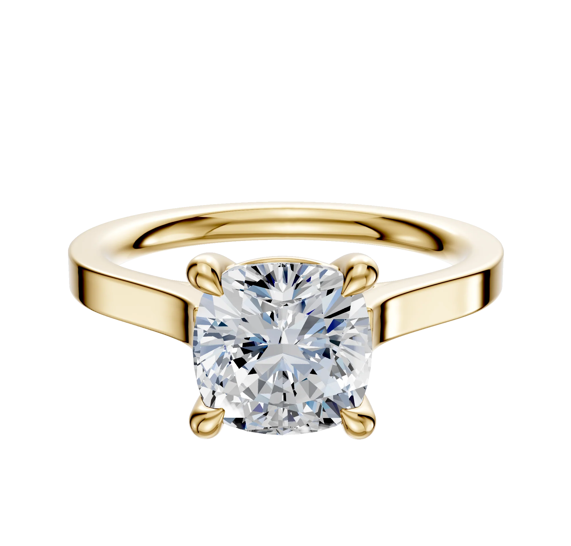 18K Yellow Gold 4 Prong Basket Cathedral Flat 2.0mm Engagement Ring