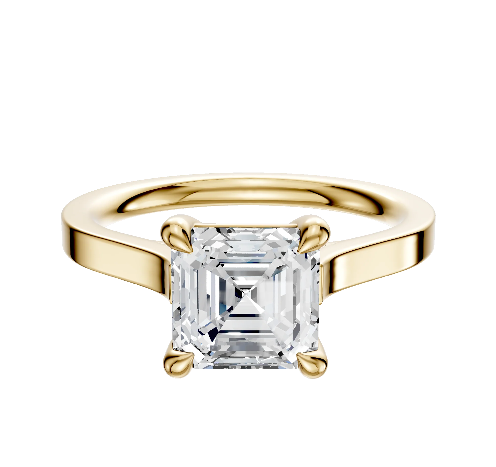 18K Yellow Gold 4 Prong Basket Cathedral Flat 2.0mm Engagement Ring