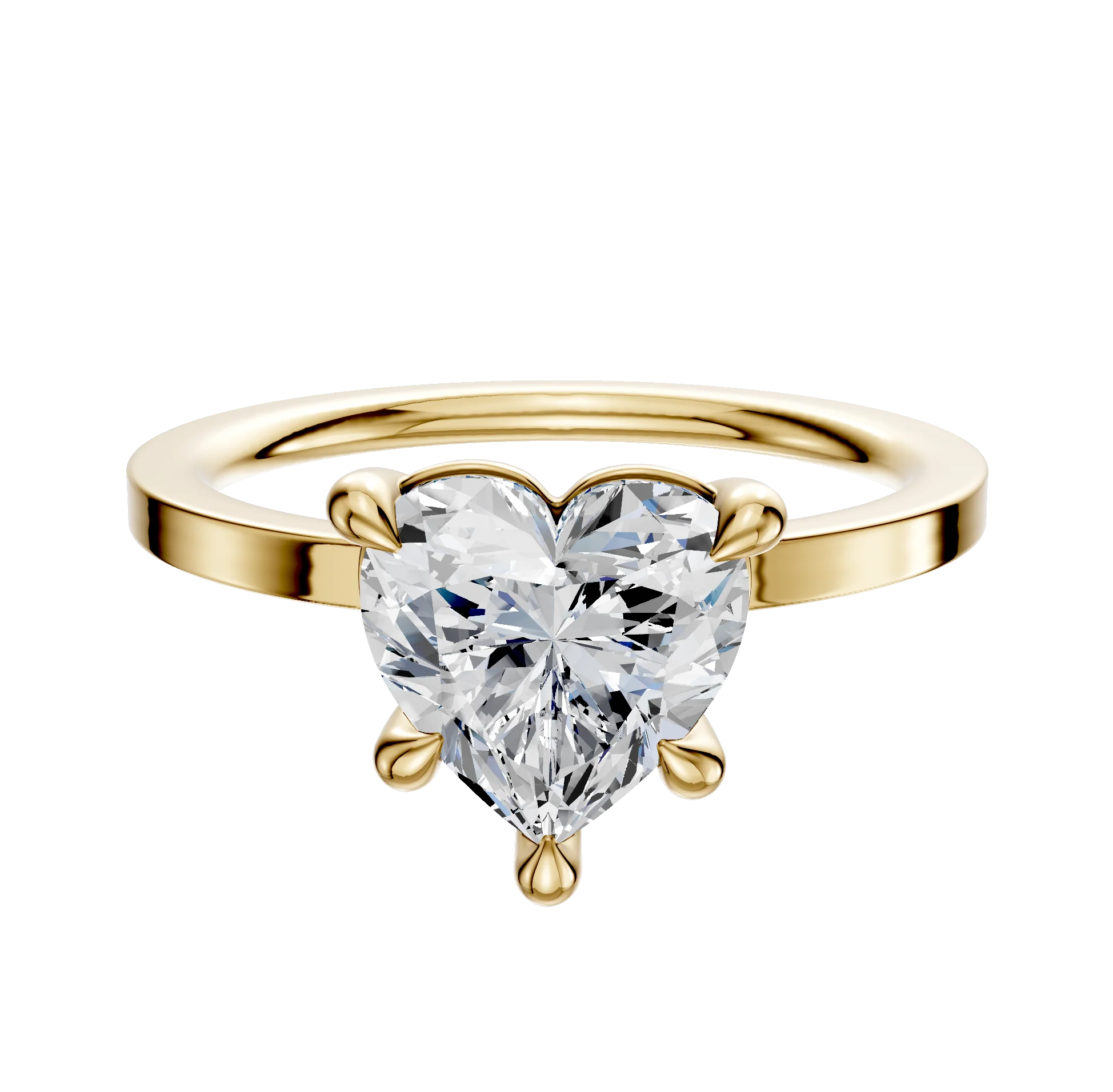 18K Yellow Gold 4 Prong Basket Classic Flat 1.5mm Engagement Ring