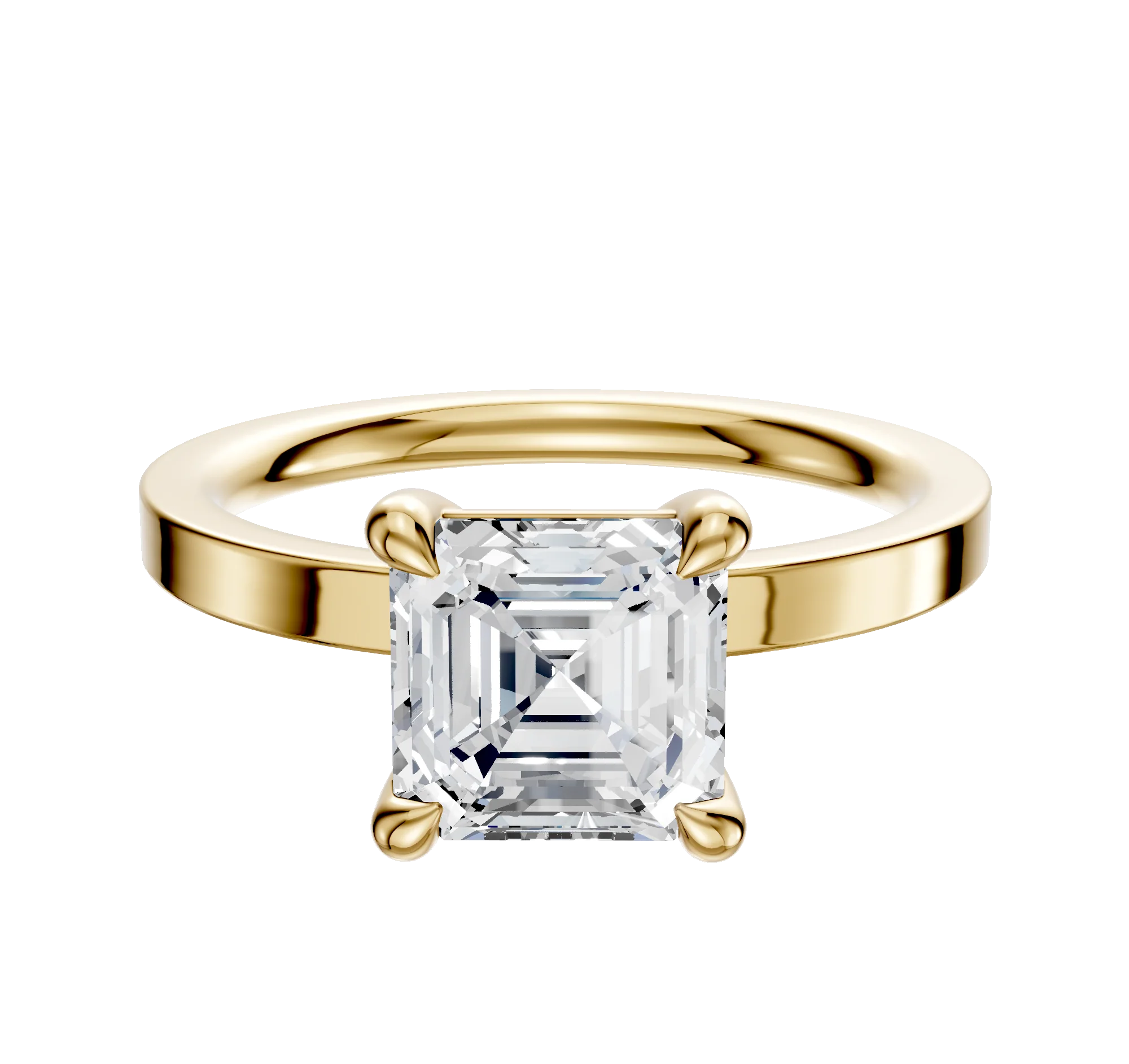 18K Yellow Gold 4 Prong Basket Classic Flat 2.0mm Engagement Ring