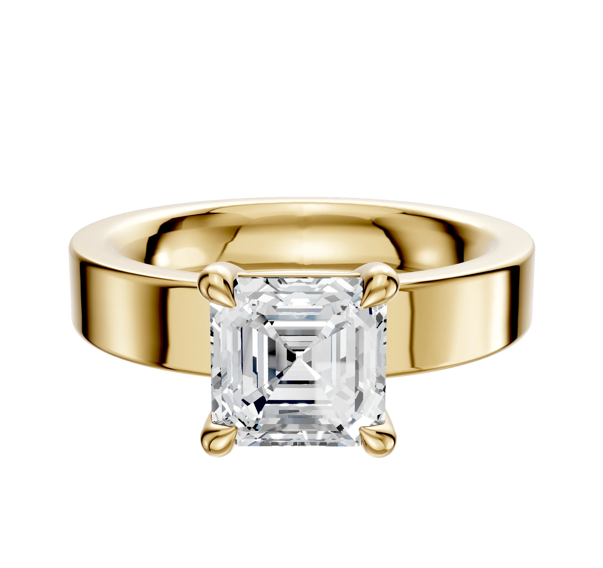 18K Yellow Gold 4 Prong Basket Classic Flat 4.0mm Engagement Ring