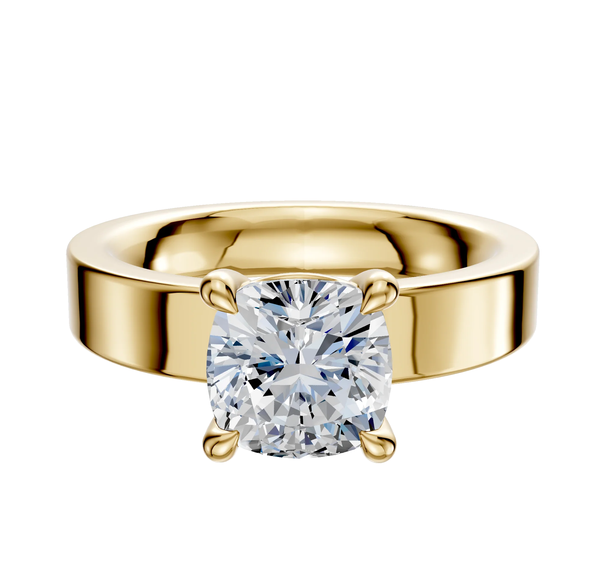 18K Yellow Gold 4 Prong Basket Classic Flat 4.0mm Engagement Ring
