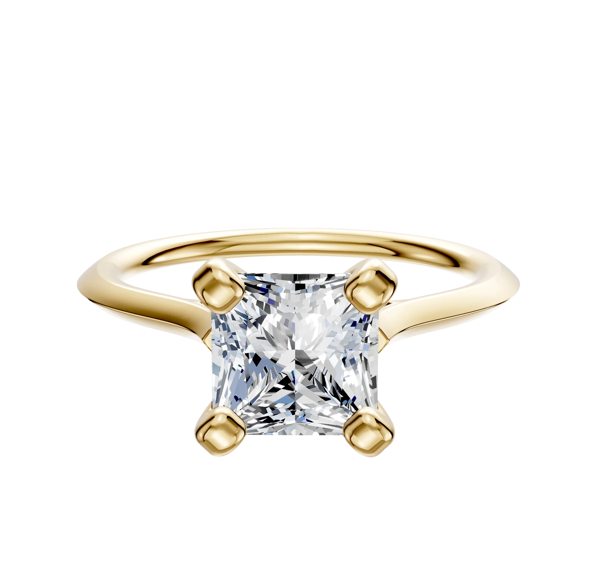 18K Yellow Gold 4 Prong Cathedral Knife Edge 1.5mm Engagement Ring
