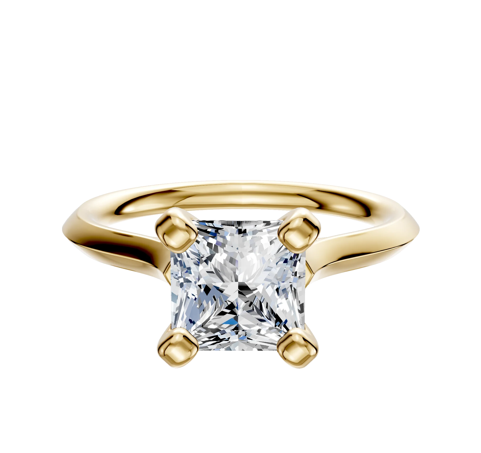 18K Yellow Gold 4 Prong Cathedral Knife Edge 2.0mm Engagement Ring