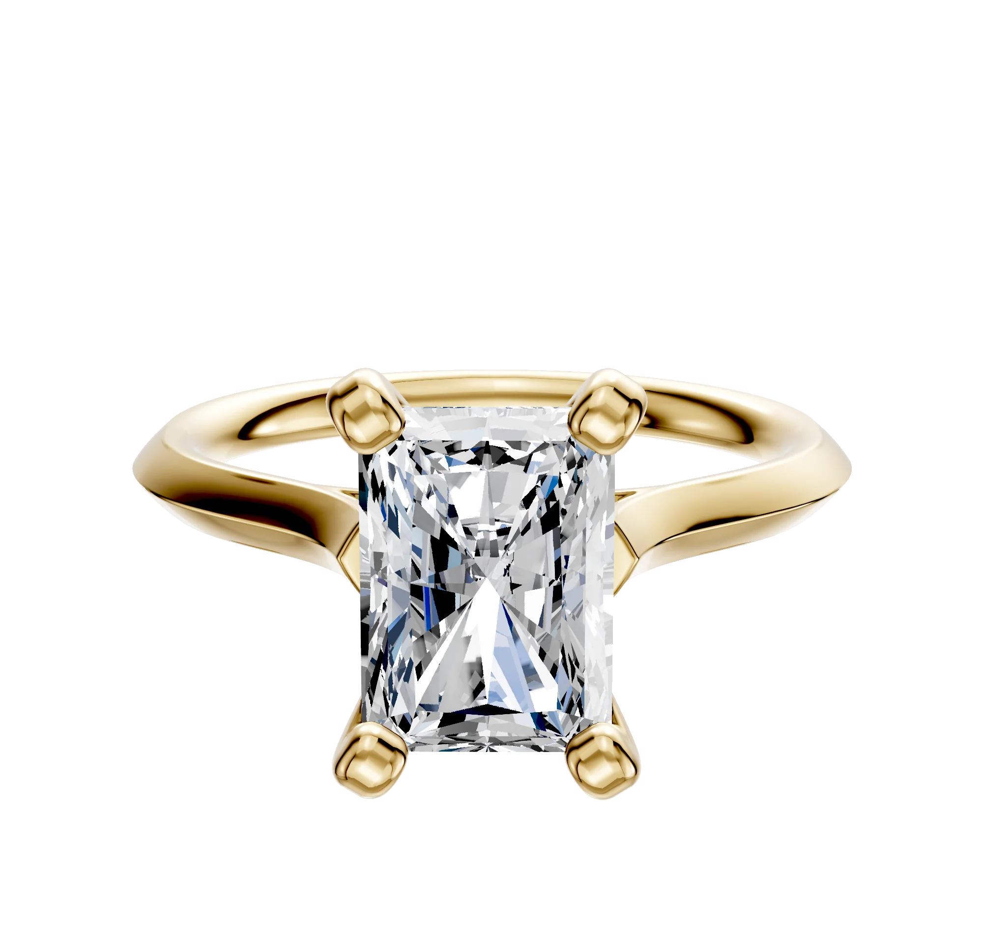 18K Yellow Gold 4 Prong Cathedral Knife Edge 2.0mm Engagement Ring