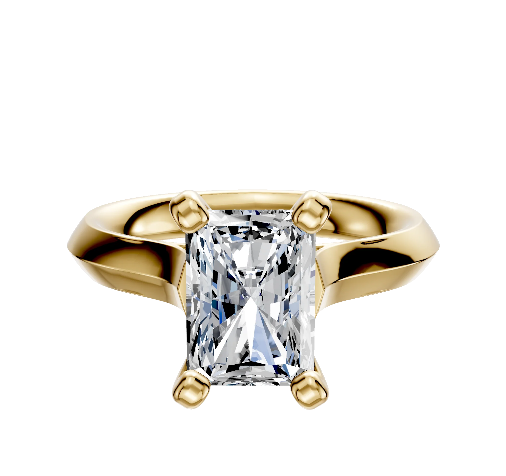 18K Yellow Gold 4 Prong Cathedral Knife Edge 3.0mm Engagement Ring