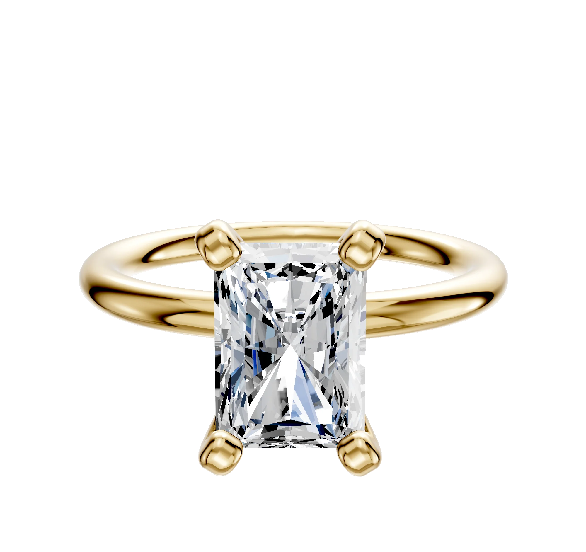 18K Yellow Gold 4 Prong Classic Dome 2.0mm Engagement Ring
