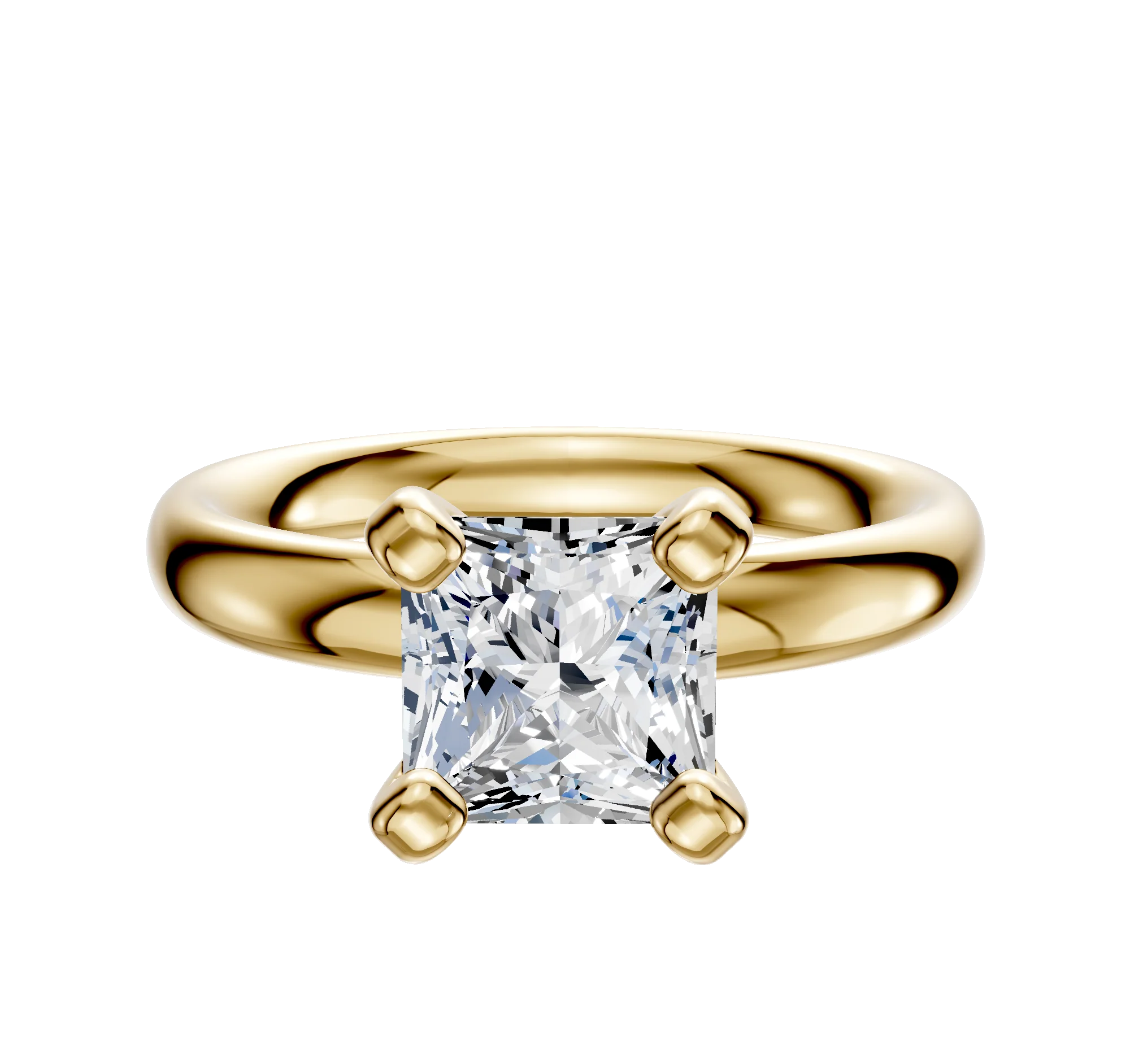 18K Yellow Gold 4 Prong Classic Dome 3.0mm Engagement Ring