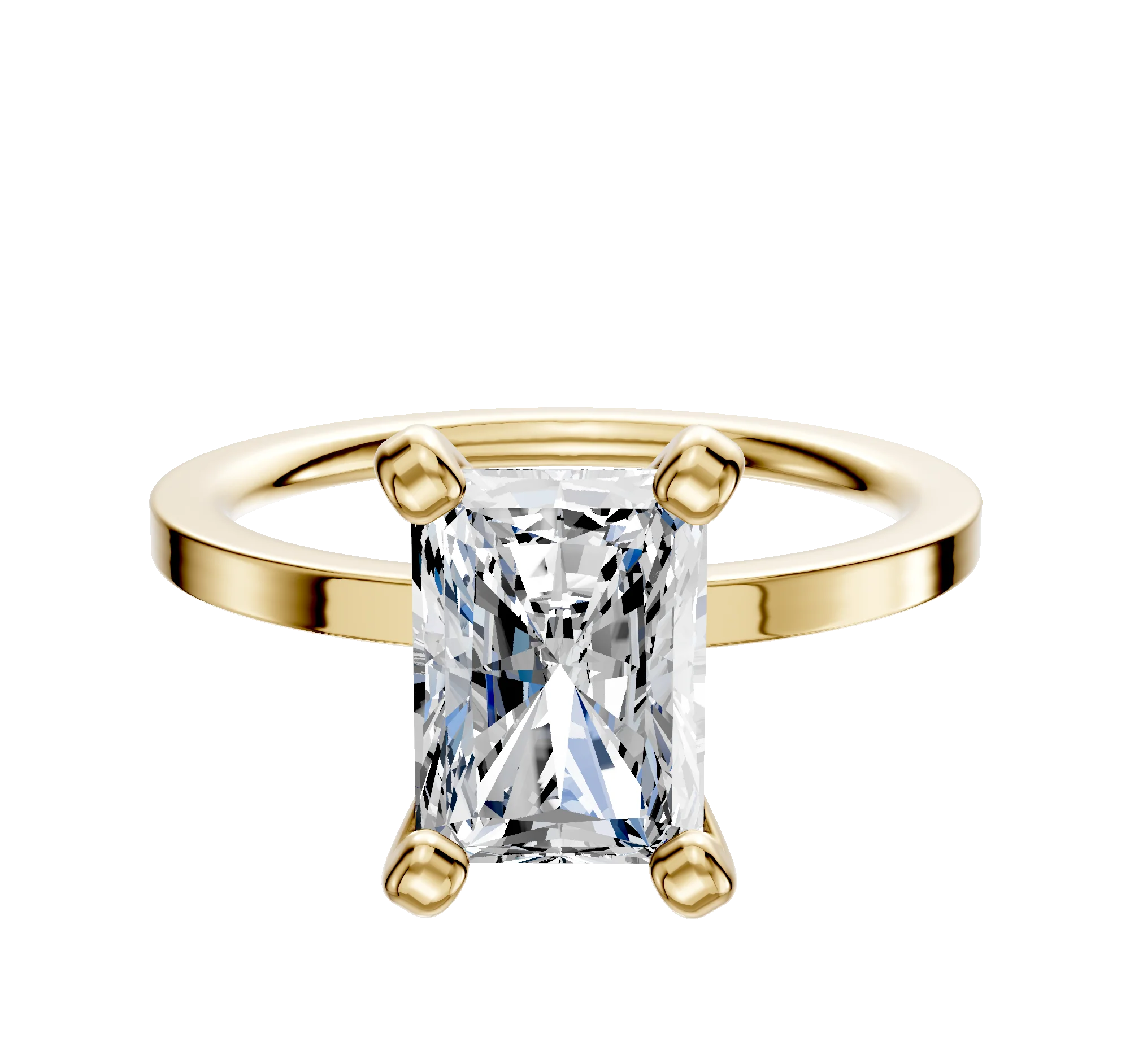 18K Yellow Gold 4 Prong Classic Flat 1.5mm Engagement Ring