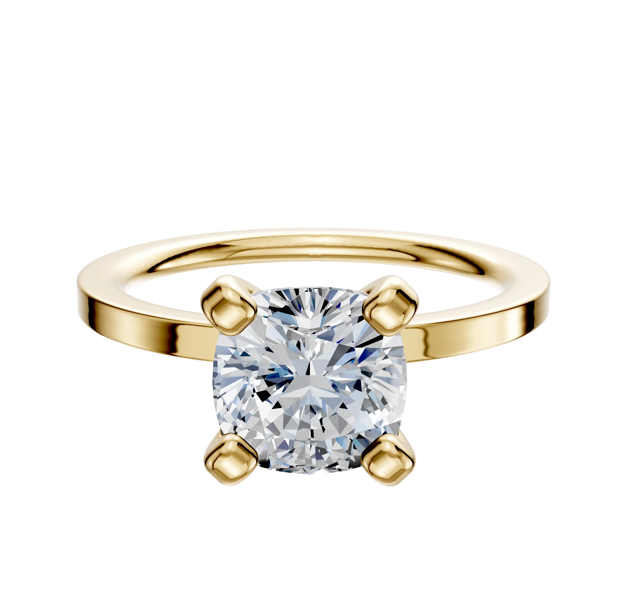 18K Yellow Gold 4 Prong Classic Flat 1.5mm Engagement Ring