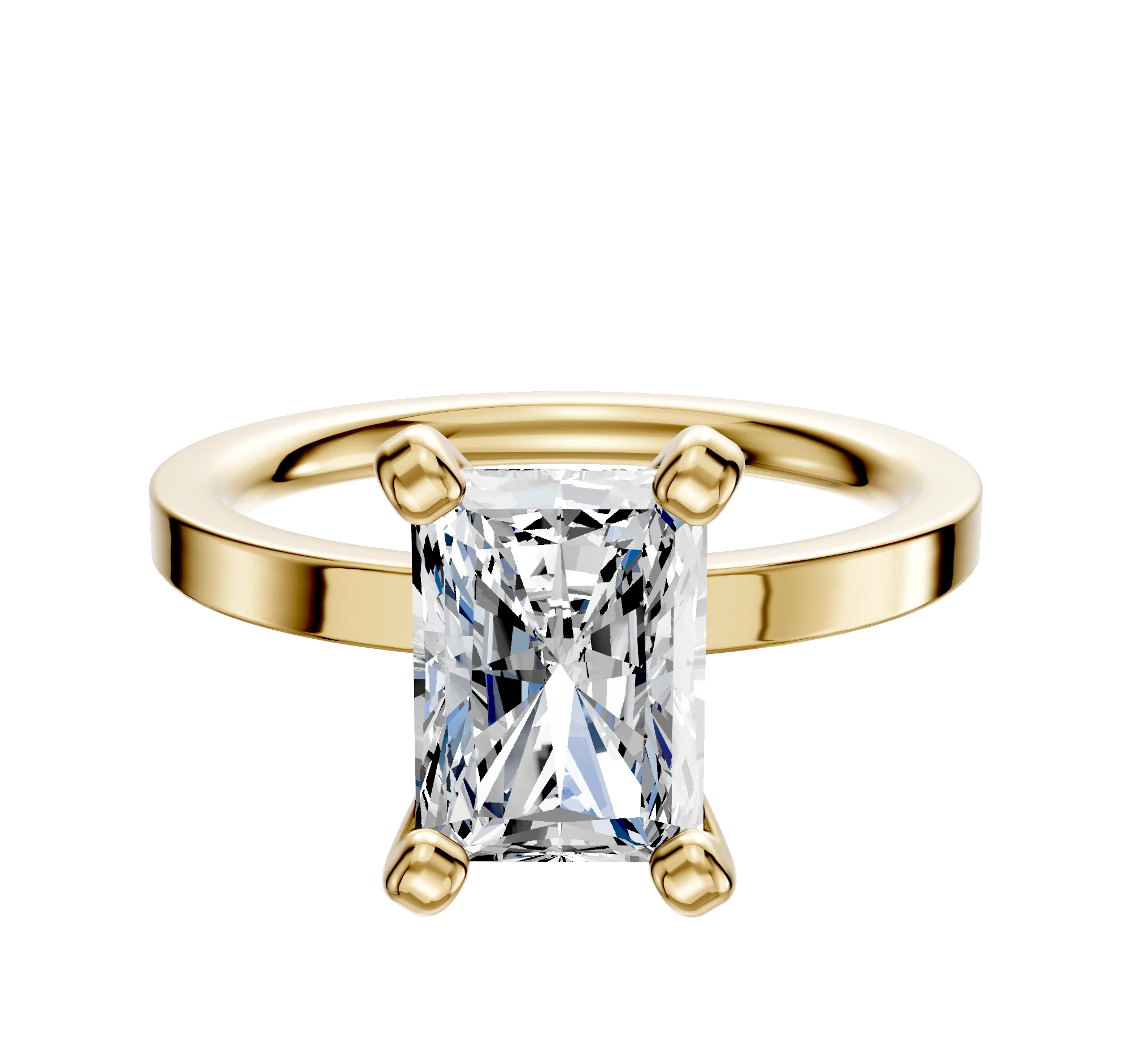 18K Yellow Gold 4 Prong Classic Flat 2.0mm Engagement Ring