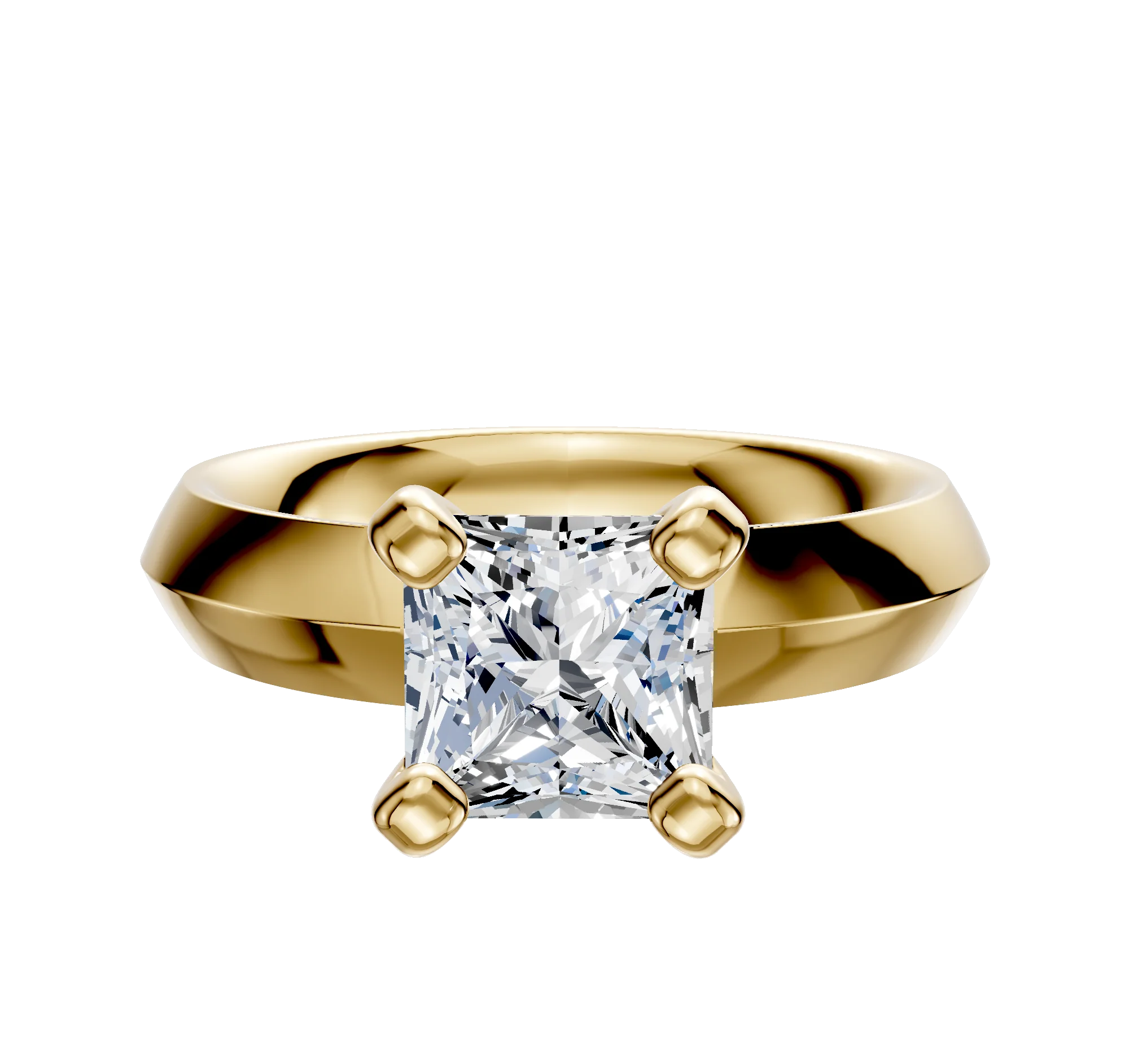 18K Yellow Gold 4 Prong Classic Knife Edge 4.0mm Engagement Ring