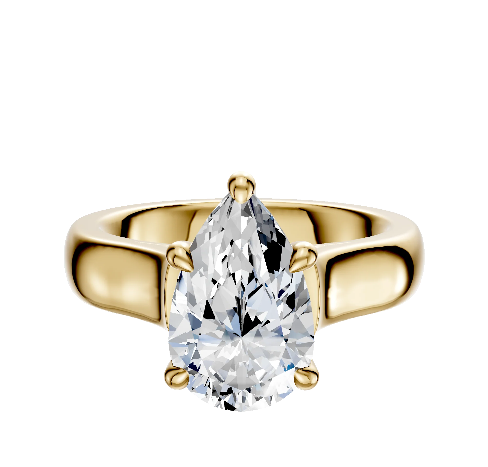 18K Yellow Gold 4 Prong Hidden Halo Cathedral Dome 4.0mm Engagement Ring