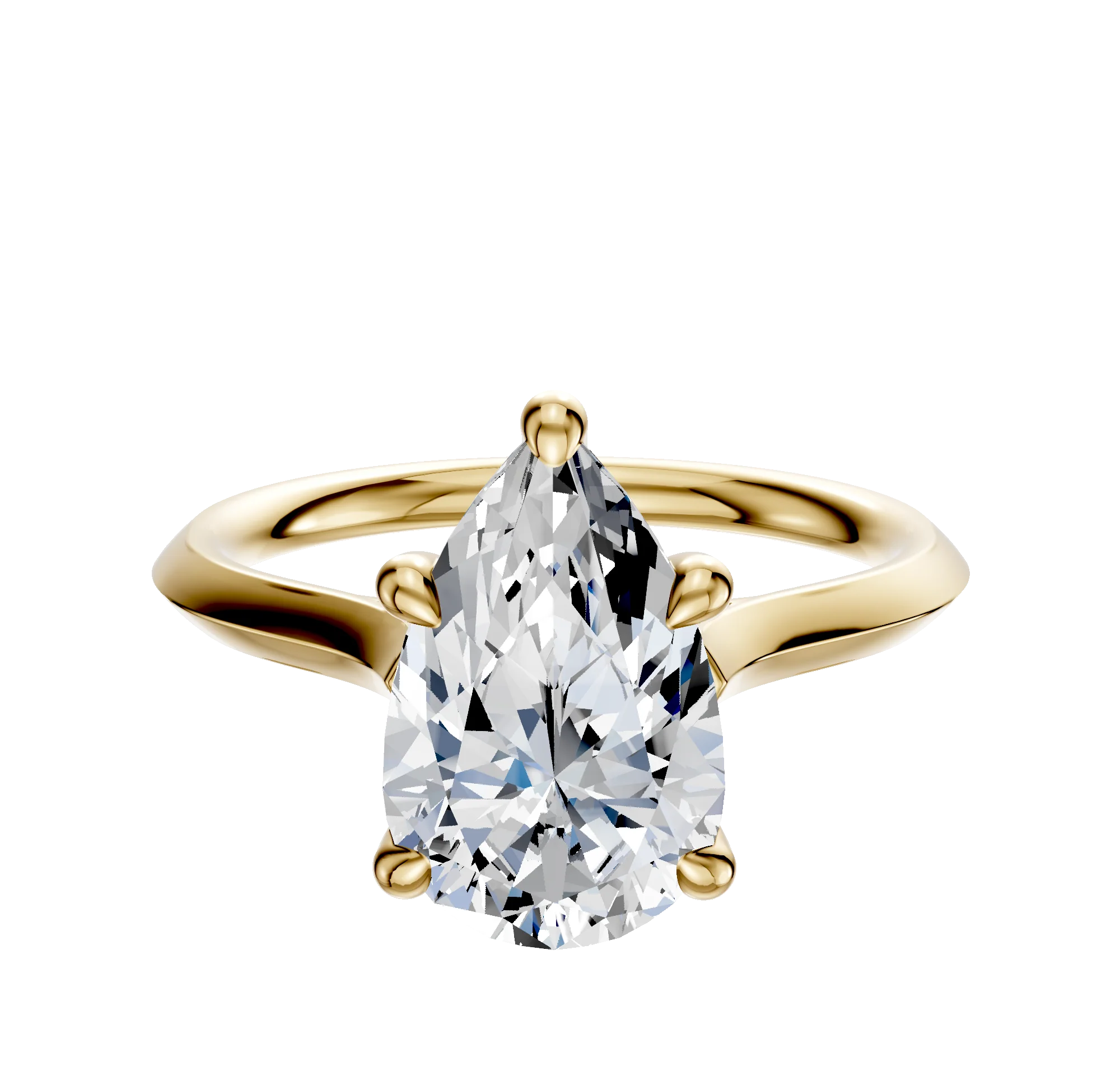 18K Yellow Gold 4 Prong Hidden Halo Cathedral Knife Edge 2.0mm Engagement Ring