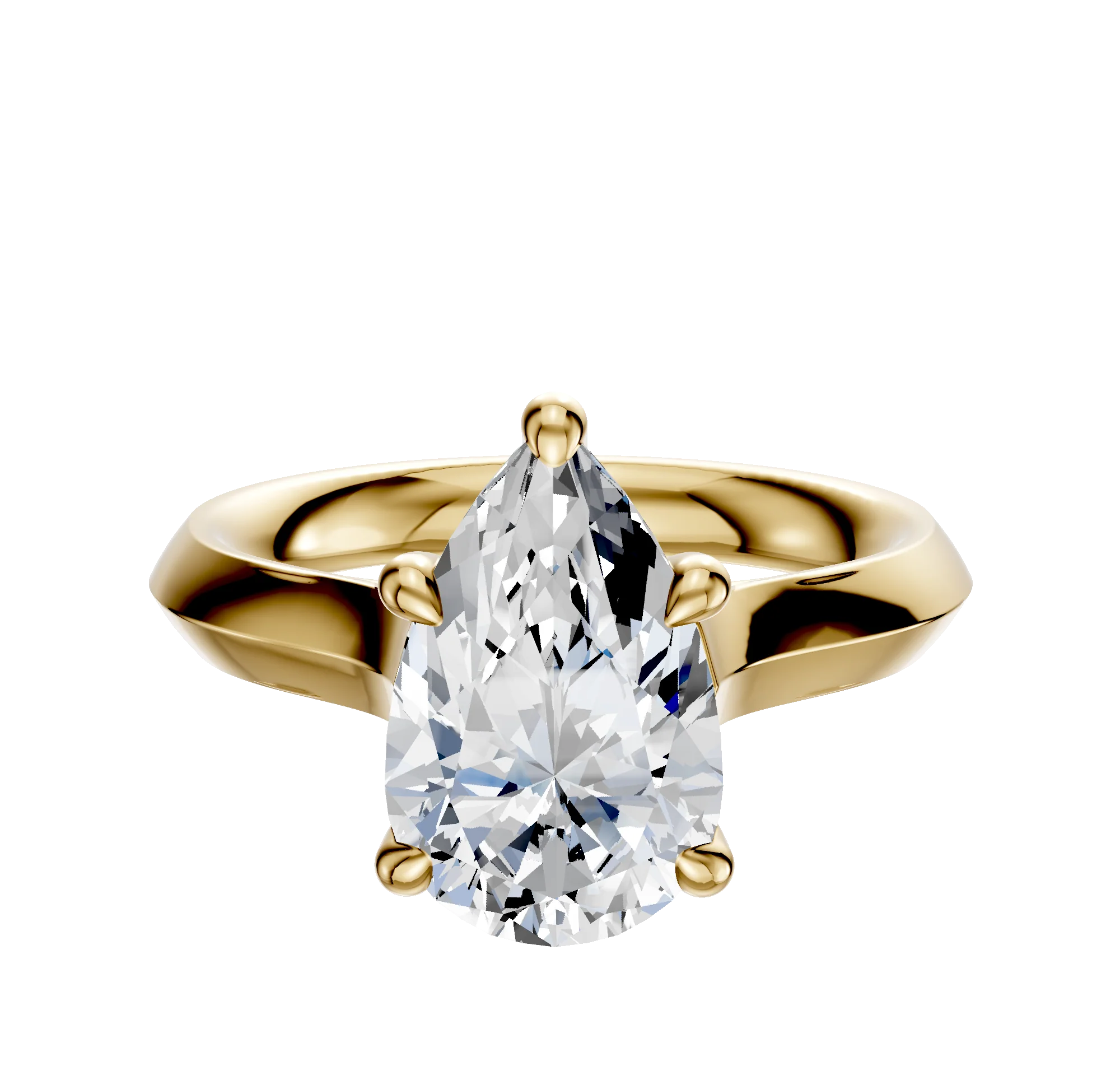 18K Yellow Gold 4 Prong Hidden Halo Cathedral Knife Edge 3.0mm Engagement Ring