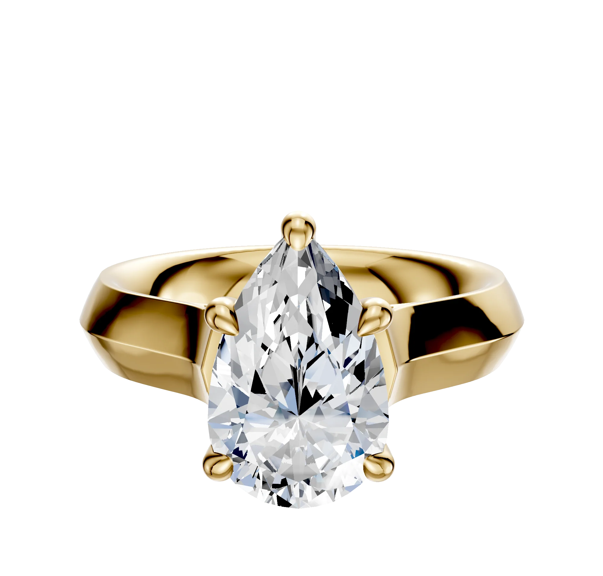 18K Yellow Gold 4 Prong Hidden Halo Cathedral Knife Edge 4.0mm Engagement Ring