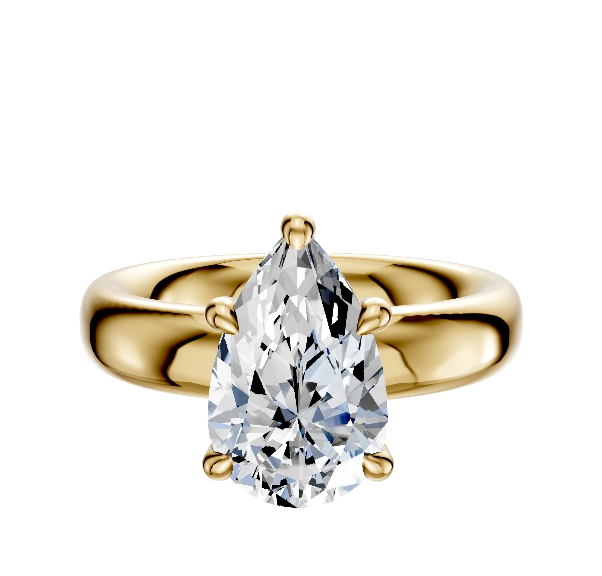 18K Yellow Gold 4 Prong Hidden Halo Classic Dome 4.0mm Engagement Ring