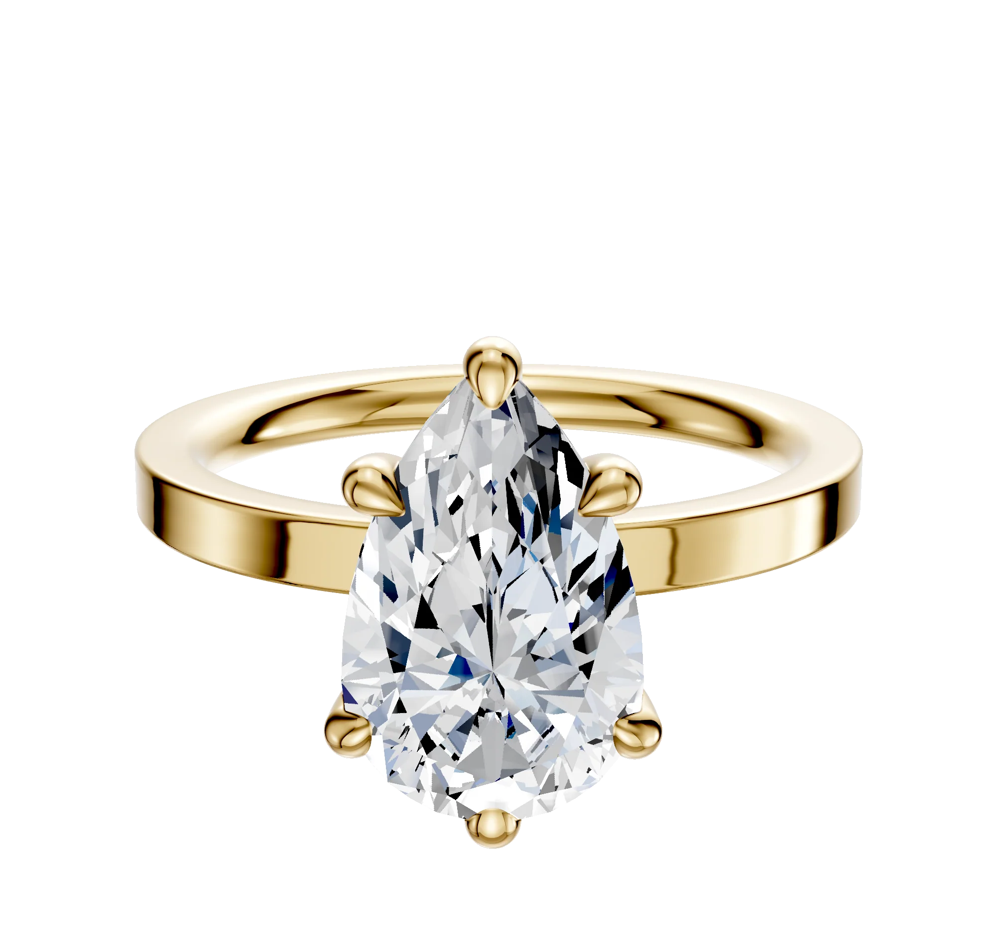 18K Yellow Gold 6 Prong Basket Classic Flat 2.0mm Engagement Ring