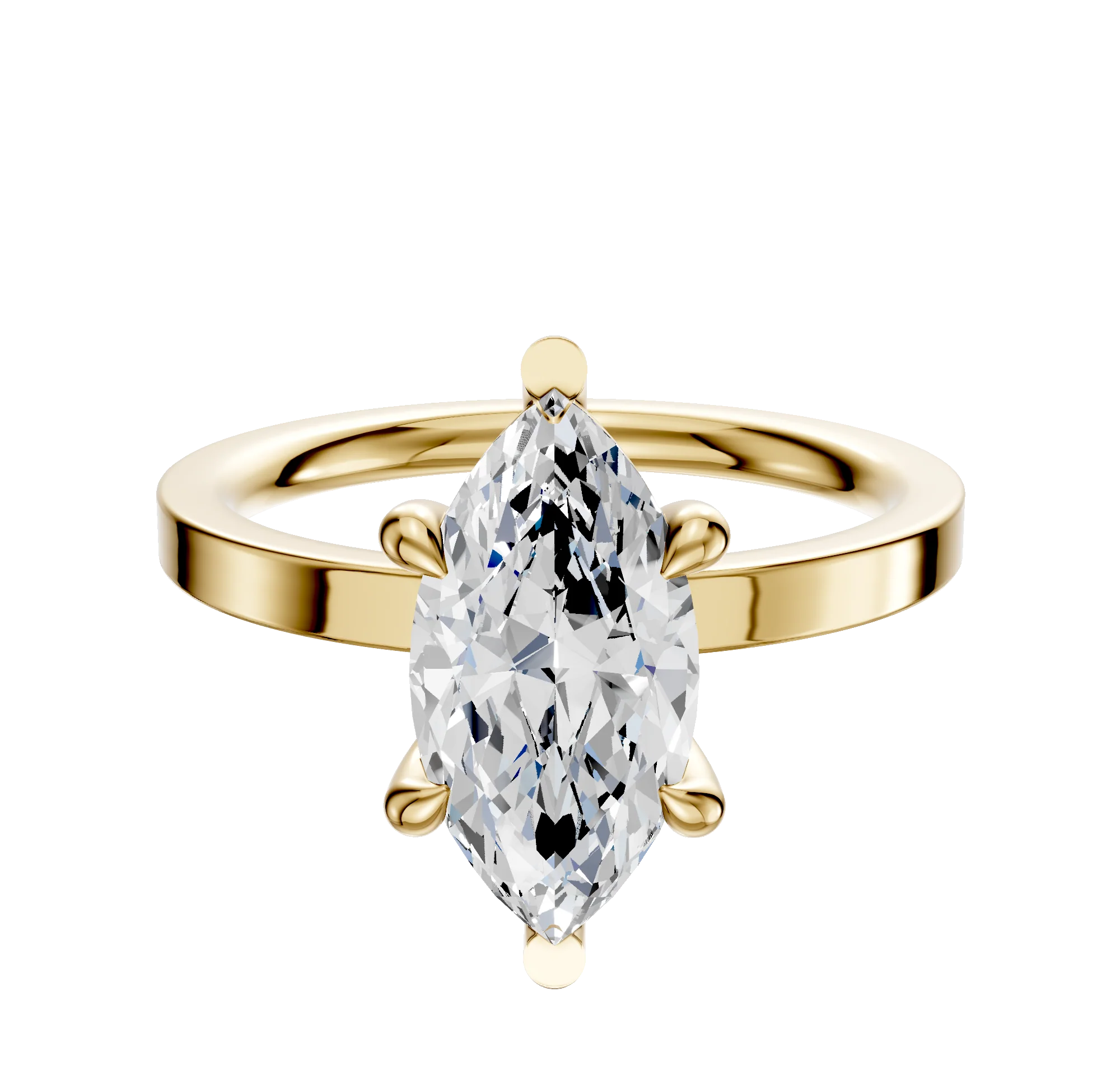 18K Yellow Gold 6 Prong Basket Classic Flat 2.0mm Engagement Ring
