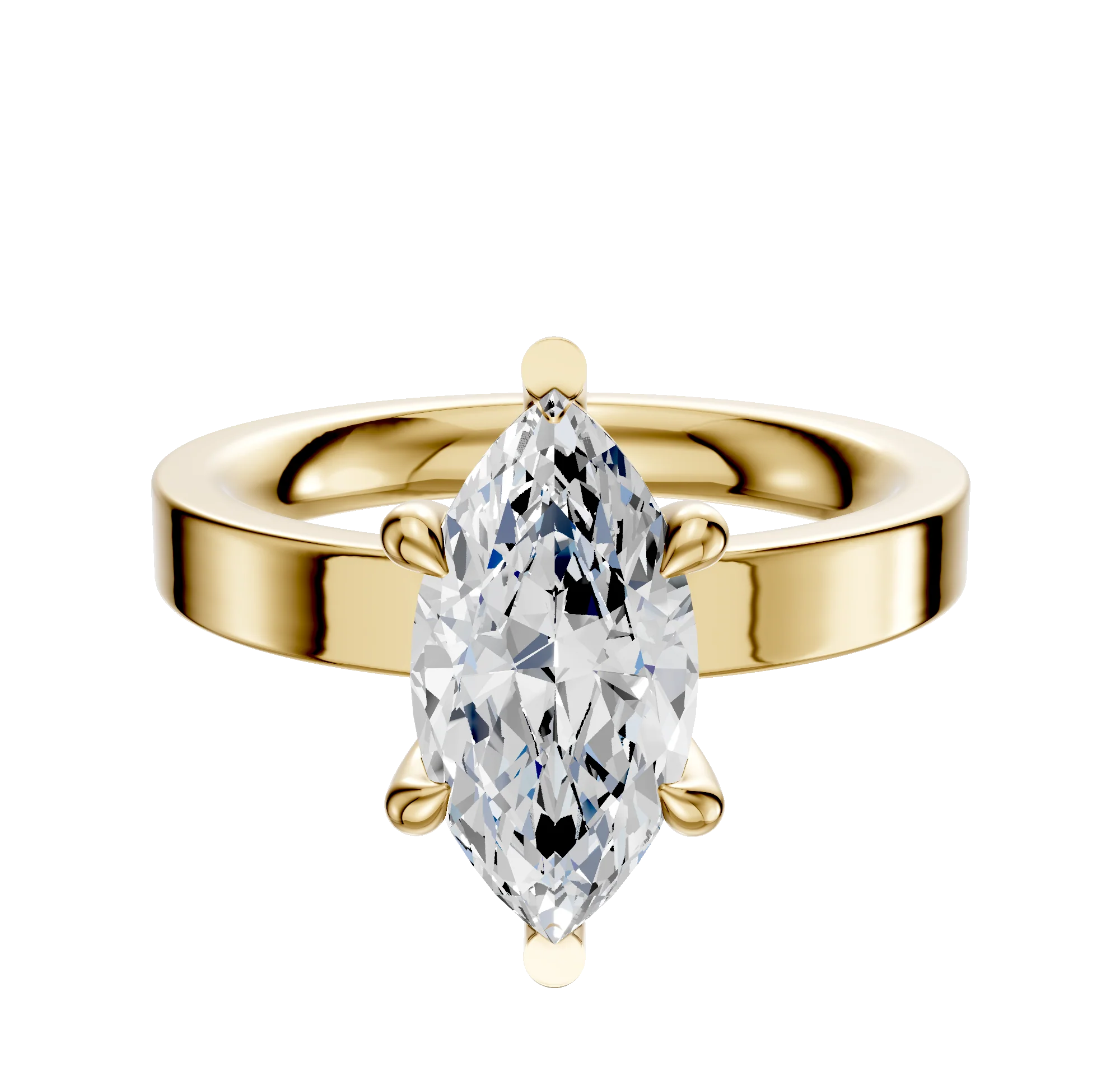 18K Yellow Gold 6 Prong Basket Classic Flat 3.0mm Engagement Ring