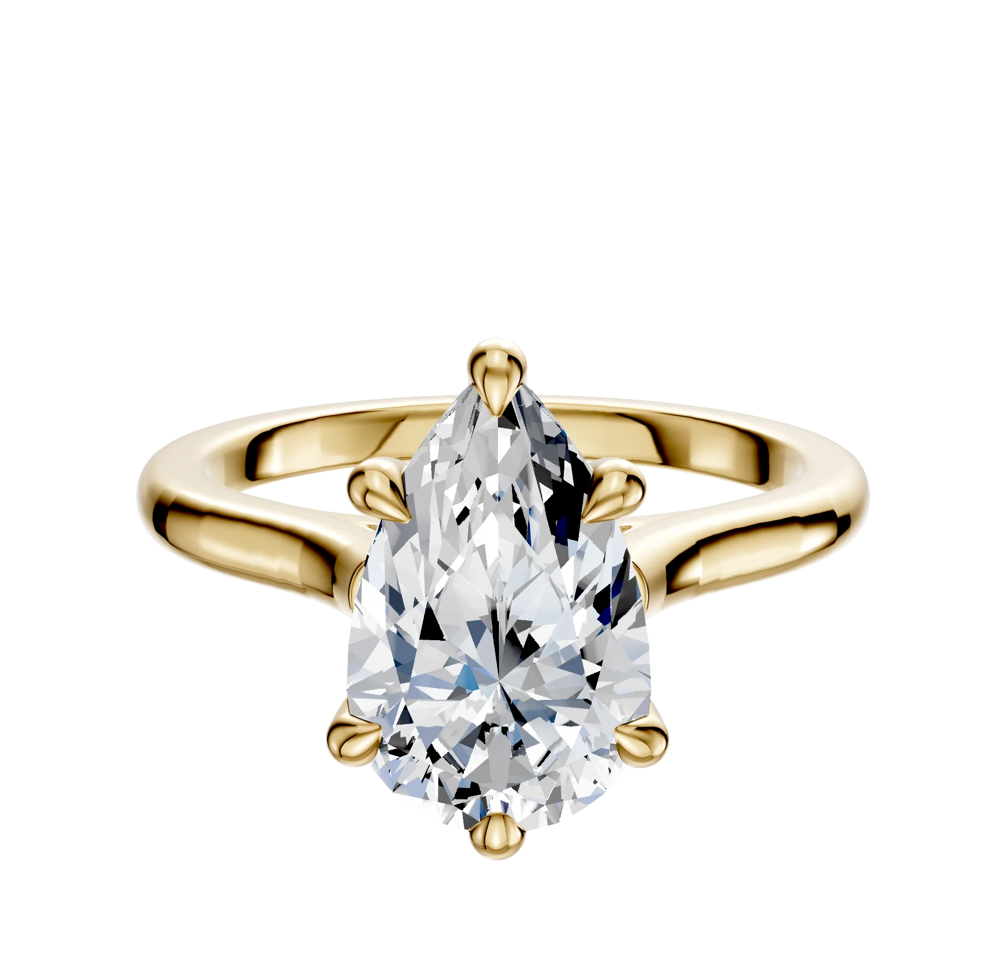 18K Yellow Gold 6 Prong Hidden Halo Cathedral Dome 2.0mm Engagement Ring