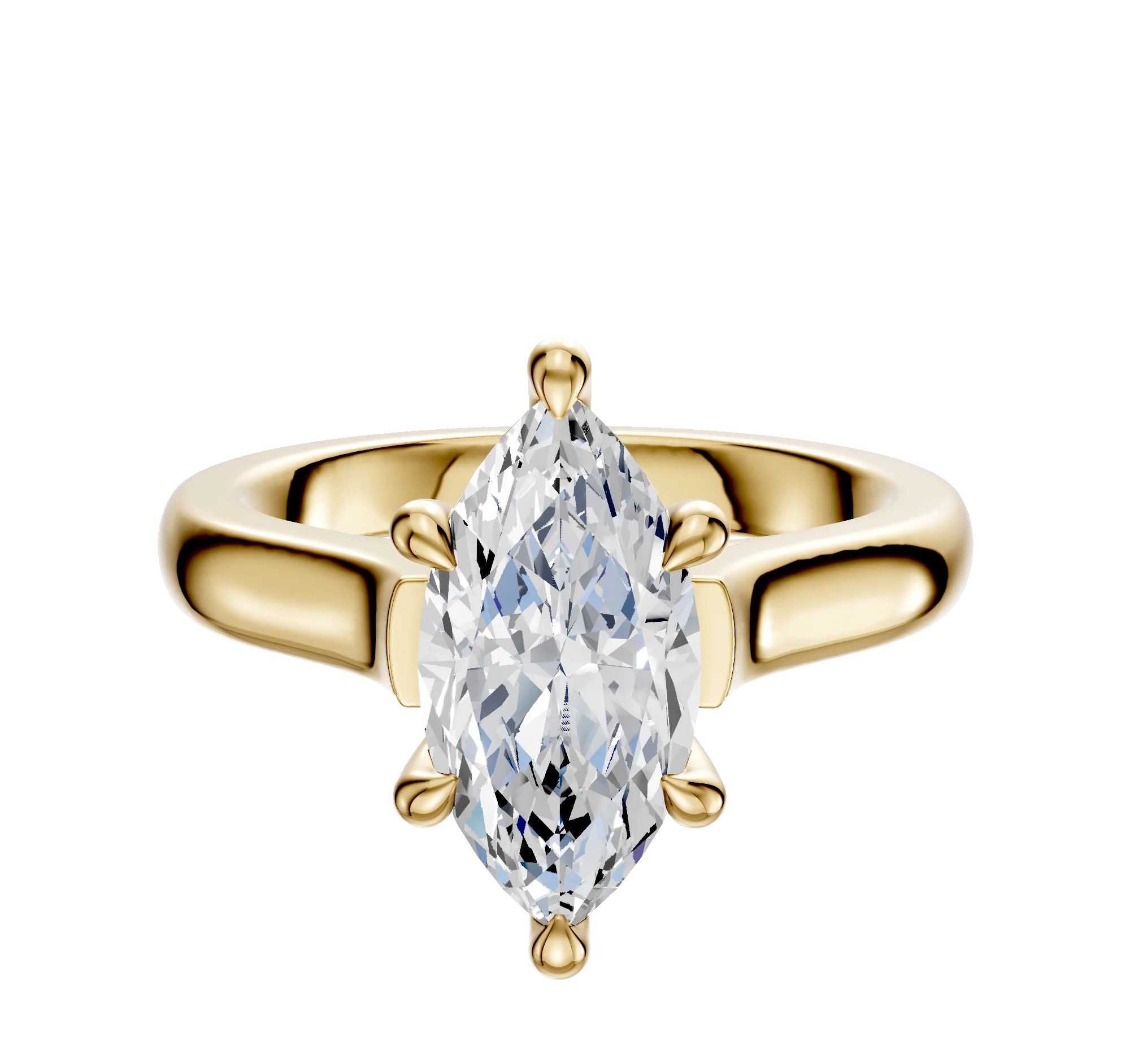 18K Yellow Gold 6 Prong Hidden Halo Cathedral Dome 3.0mm Engagement Ring
