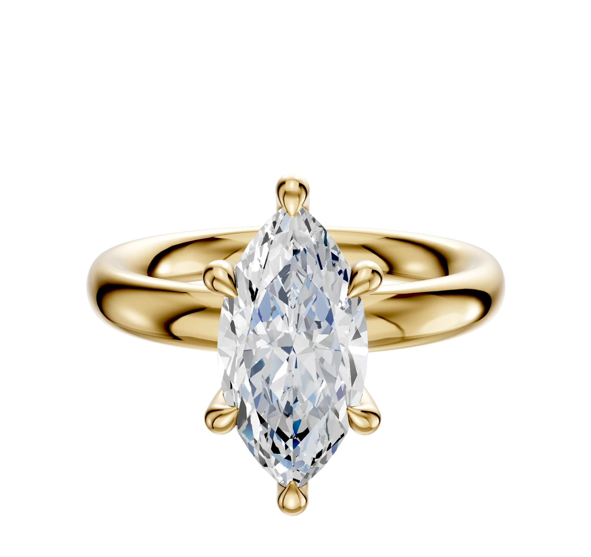 18K Yellow Gold 6 Prong Hidden Halo Classic Dome 3.0mm Engagement Ring