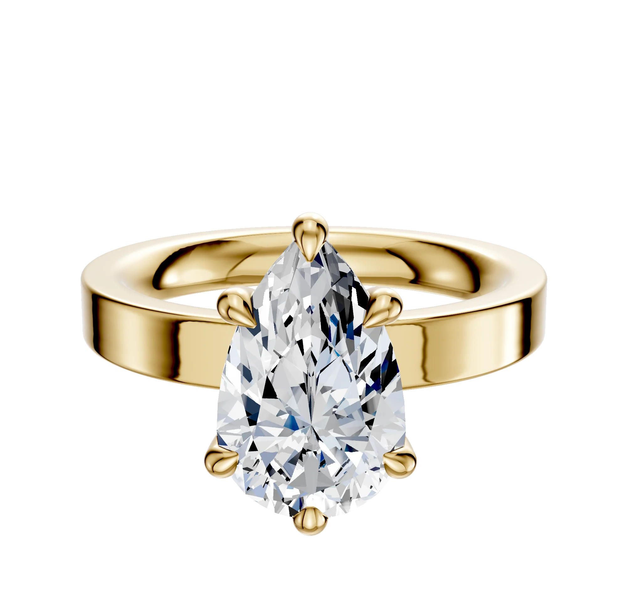 18K Yellow Gold 6 Prong Hidden Halo Classic Flat 3.0mm Engagement Ring