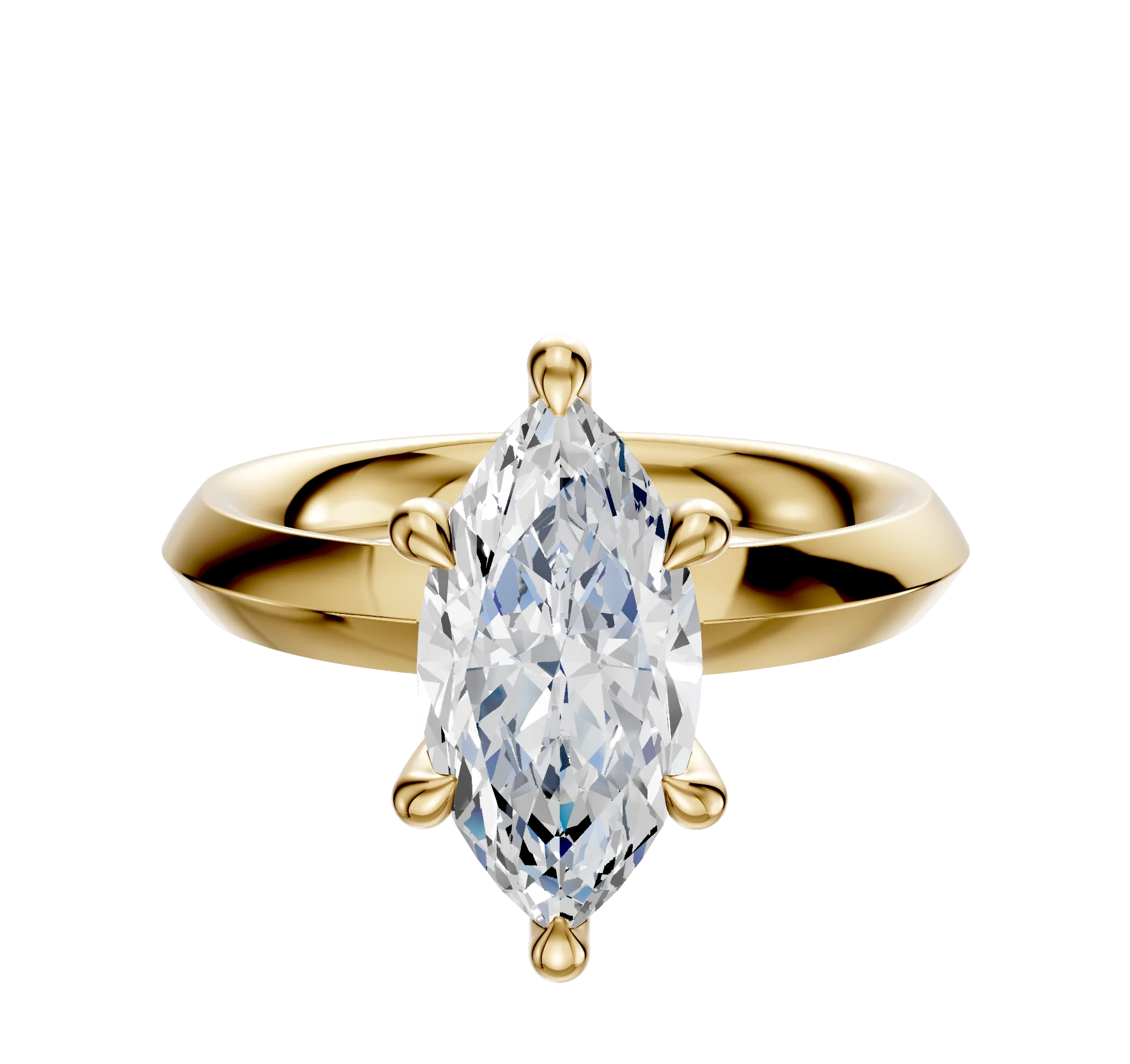 18K Yellow Gold 6 Prong Hidden Halo Classic Knife Edge 3.0mm Engagement Ring