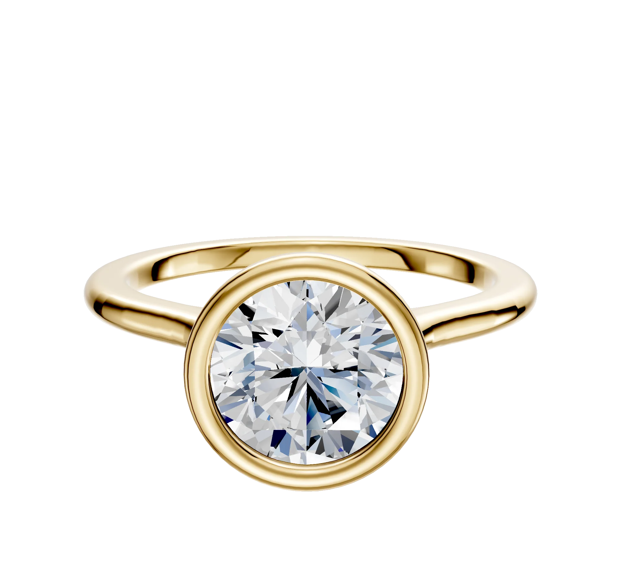 18K Yellow Gold Bezel Full Bezel North/South Cathedral Dome 1.5mm Engagement Ring