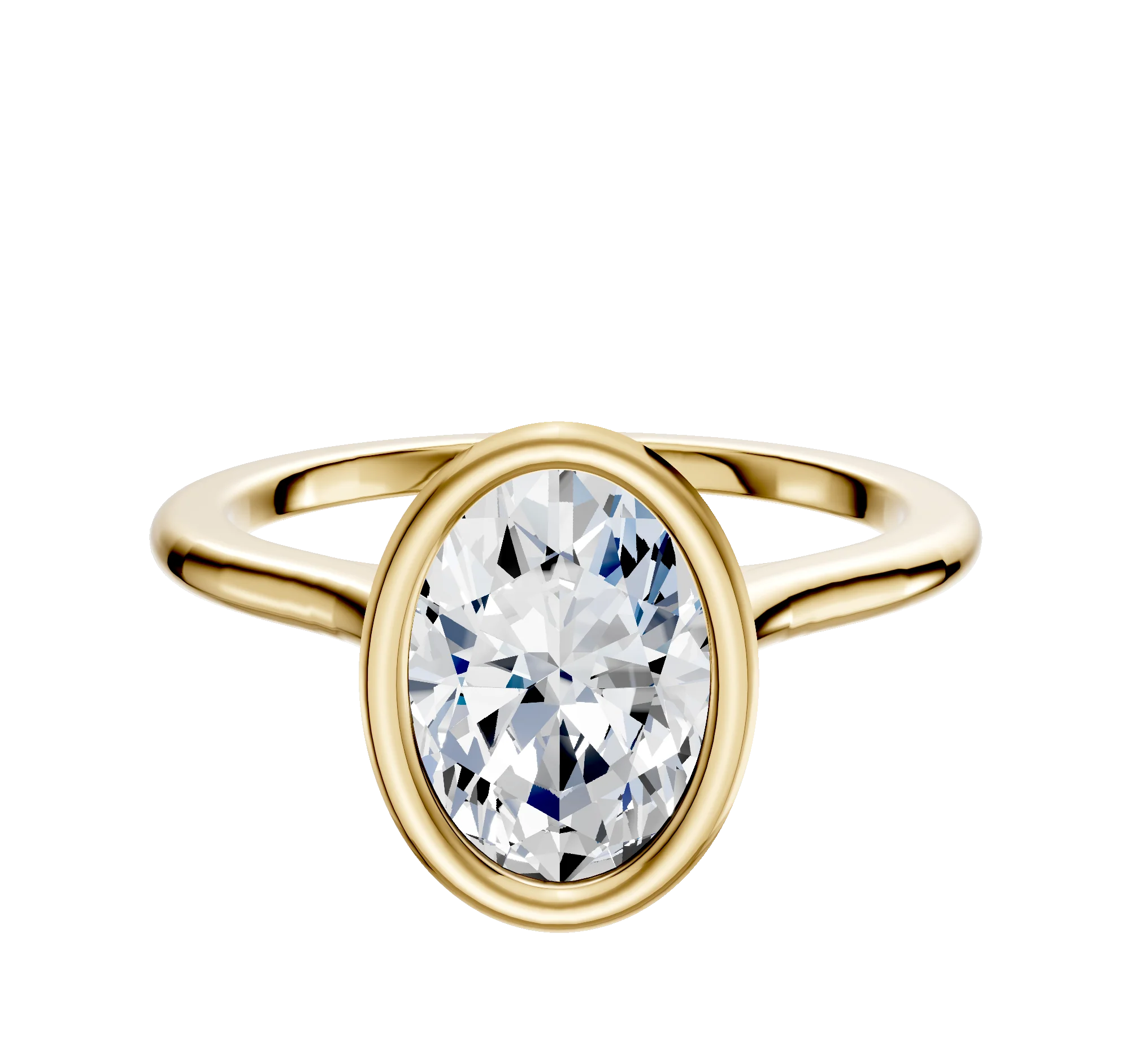 18K Yellow Gold Bezel Full Bezel North/South Cathedral Dome 1.5mm Engagement Ring