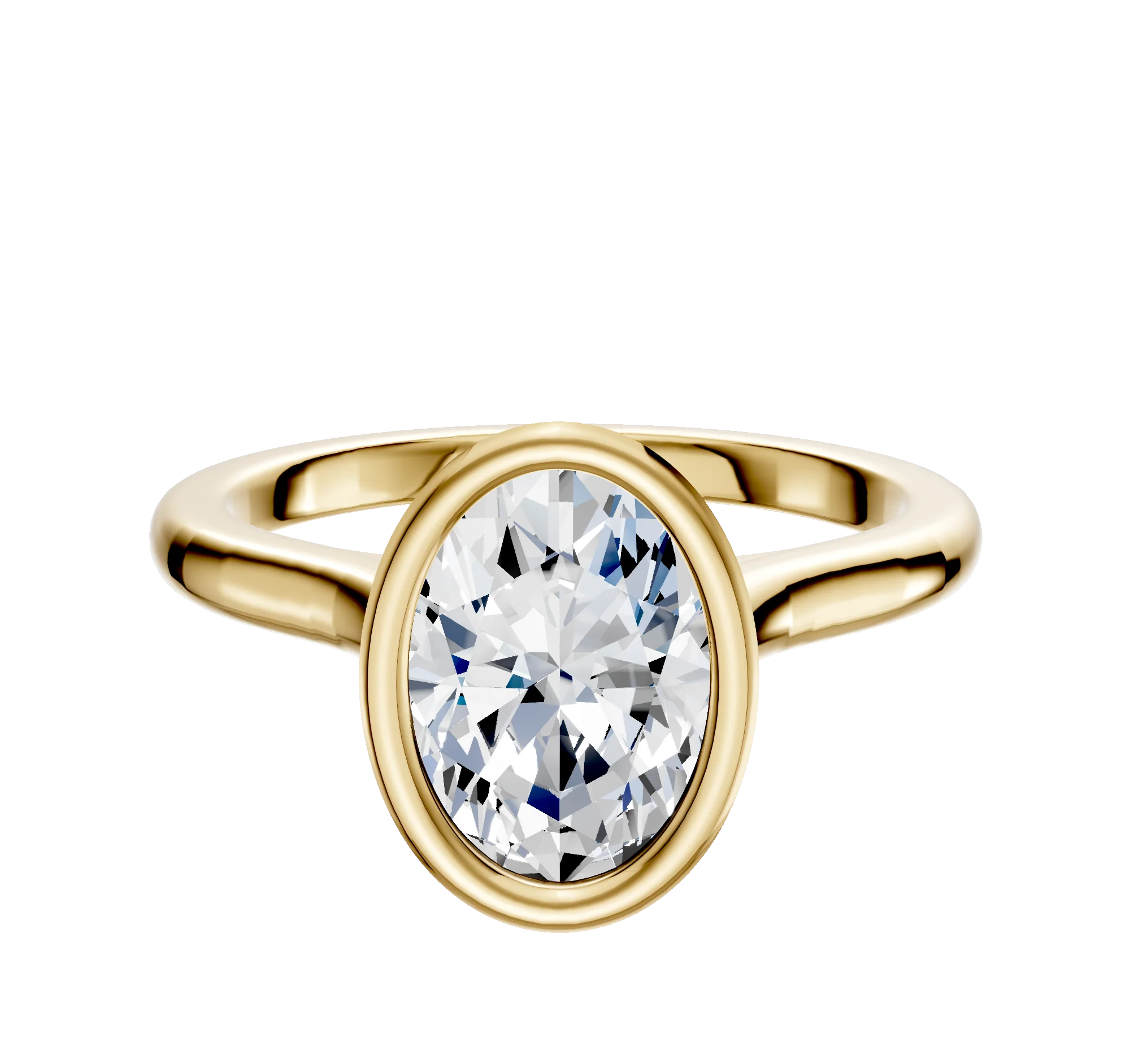 18K Yellow Gold Bezel Full Bezel North/South Cathedral Dome 2.0mm Engagement Ring