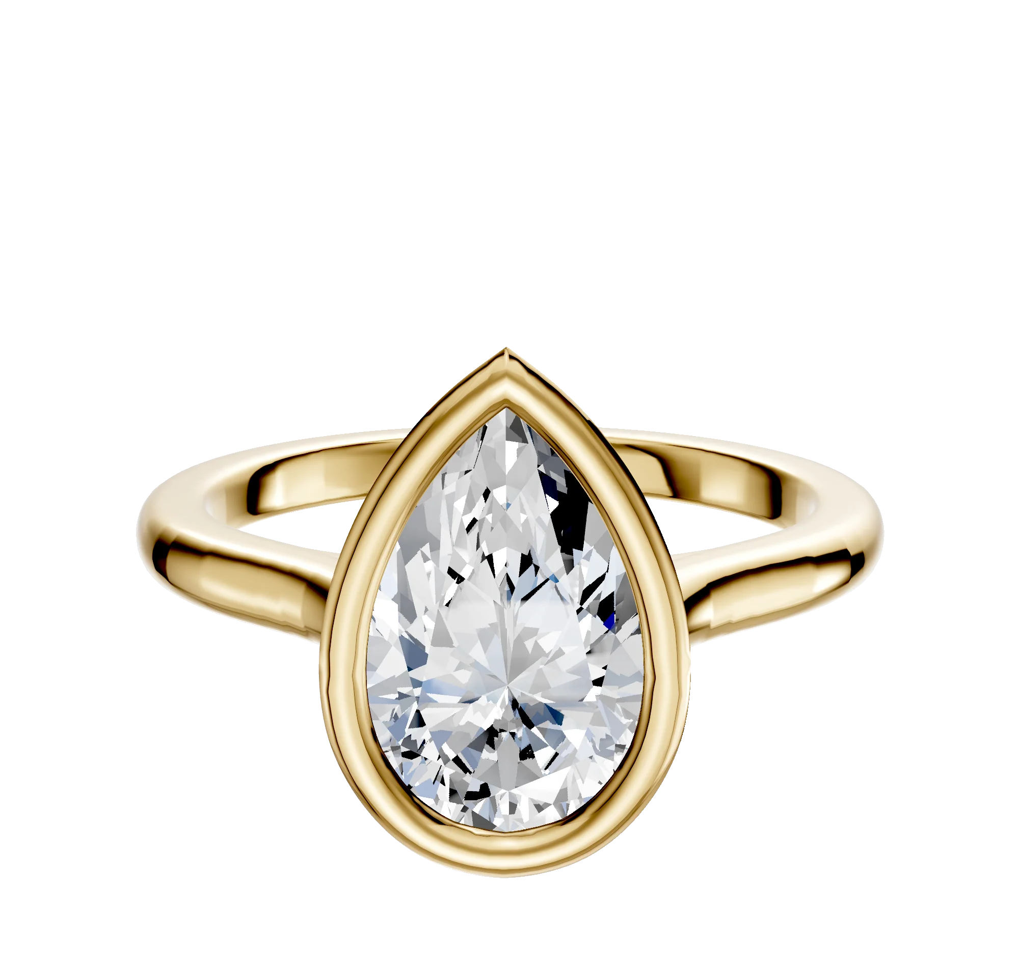 18K Yellow Gold Bezel Full Bezel North/South Cathedral Dome 2.0mm Engagement Ring