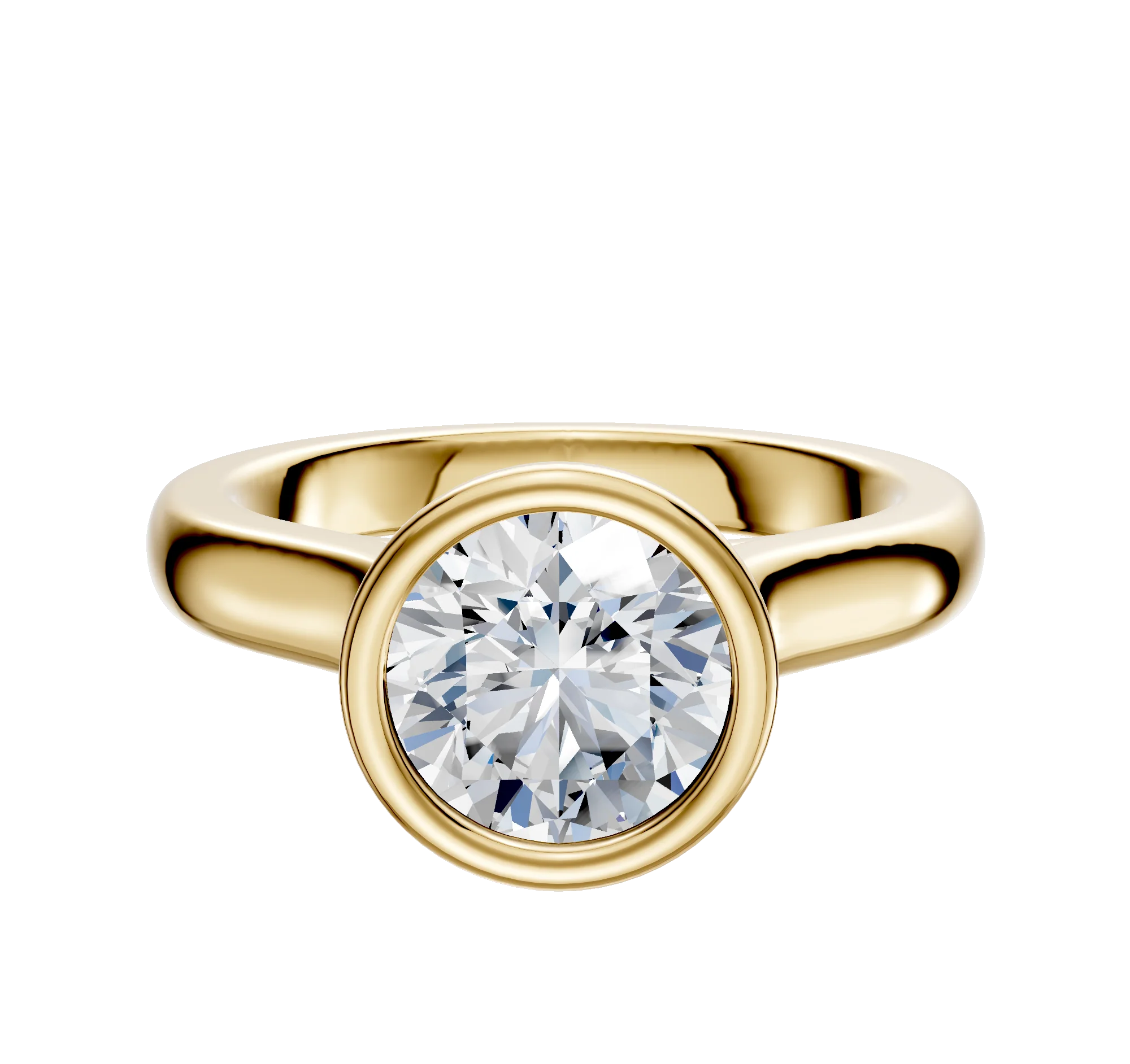 18K Yellow Gold Bezel Full Bezel North/South Cathedral Dome 3.0mm Engagement Ring
