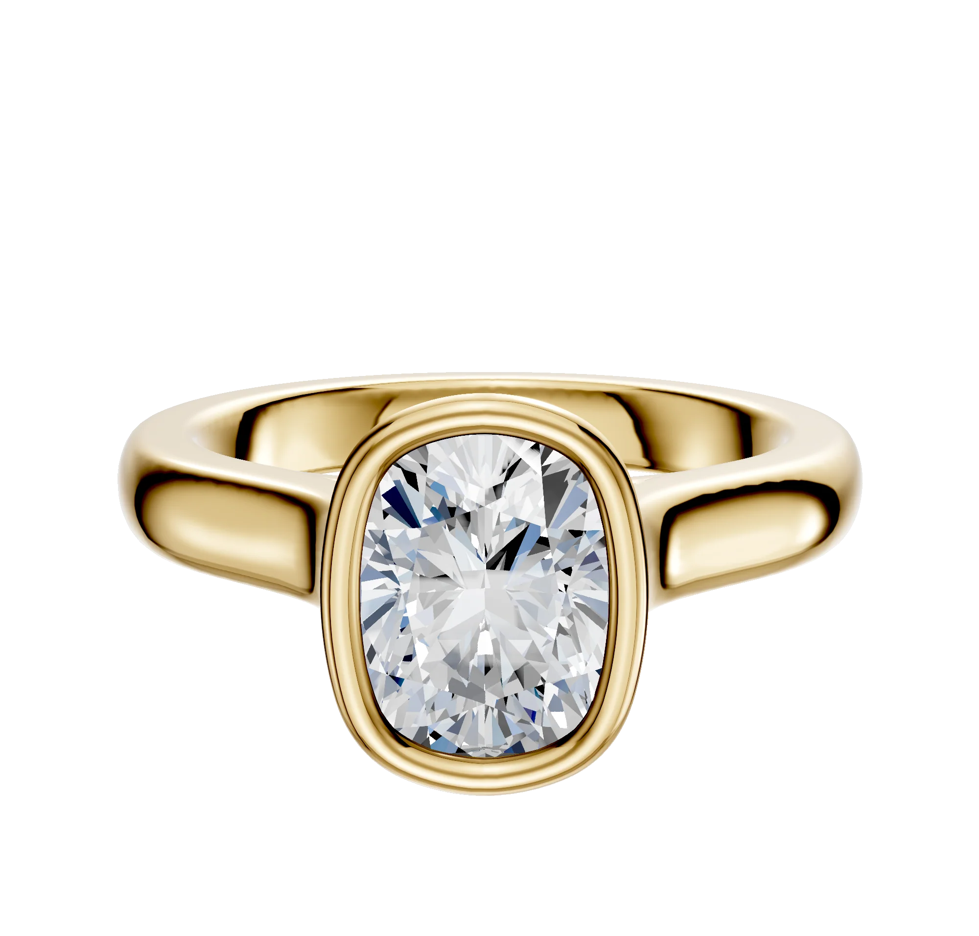 18K Yellow Gold Bezel Full Bezel North/South Cathedral Dome 3.0mm Engagement Ring