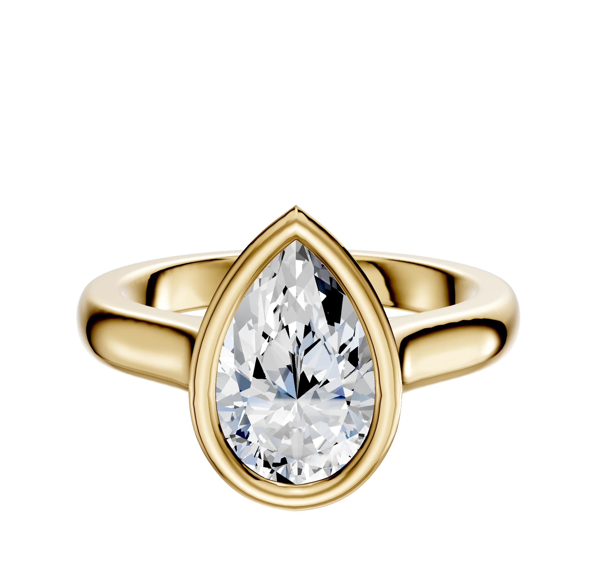 18K Yellow Gold Bezel Full Bezel North/South Cathedral Dome 3.0mm Engagement Ring