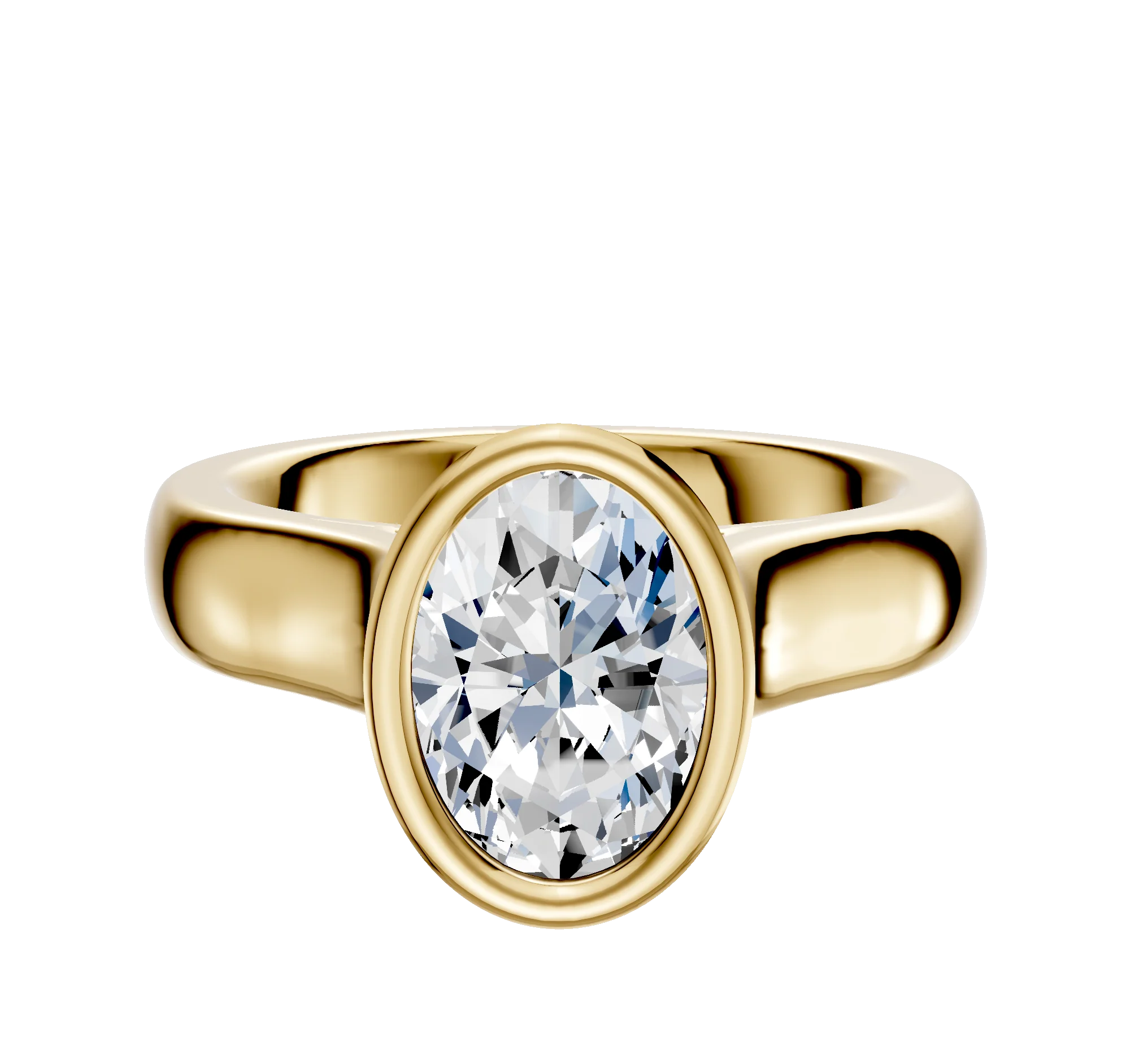18K Yellow Gold Bezel Full Bezel North/South Cathedral Dome 4.0mm Engagement Ring