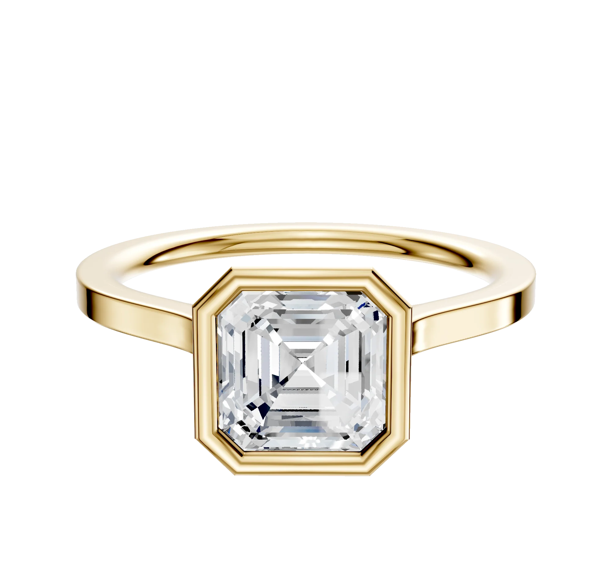 18K Yellow Gold Bezel Full Bezel North/South Cathedral Flat 1.5mm Engagement Ring