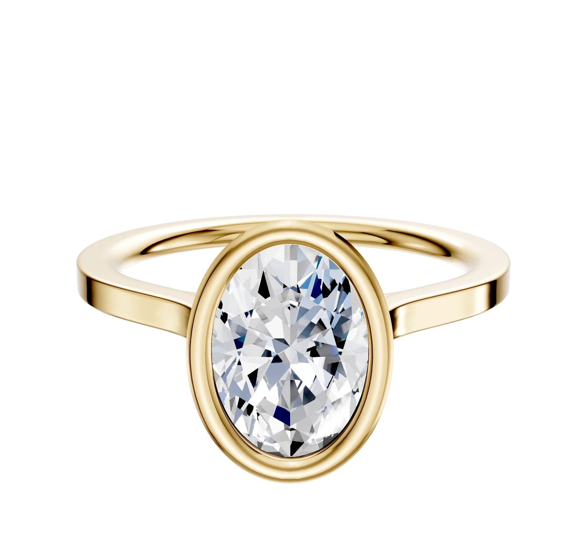 18K Yellow Gold Bezel Full Bezel North/South Cathedral Flat 1.5mm Engagement Ring