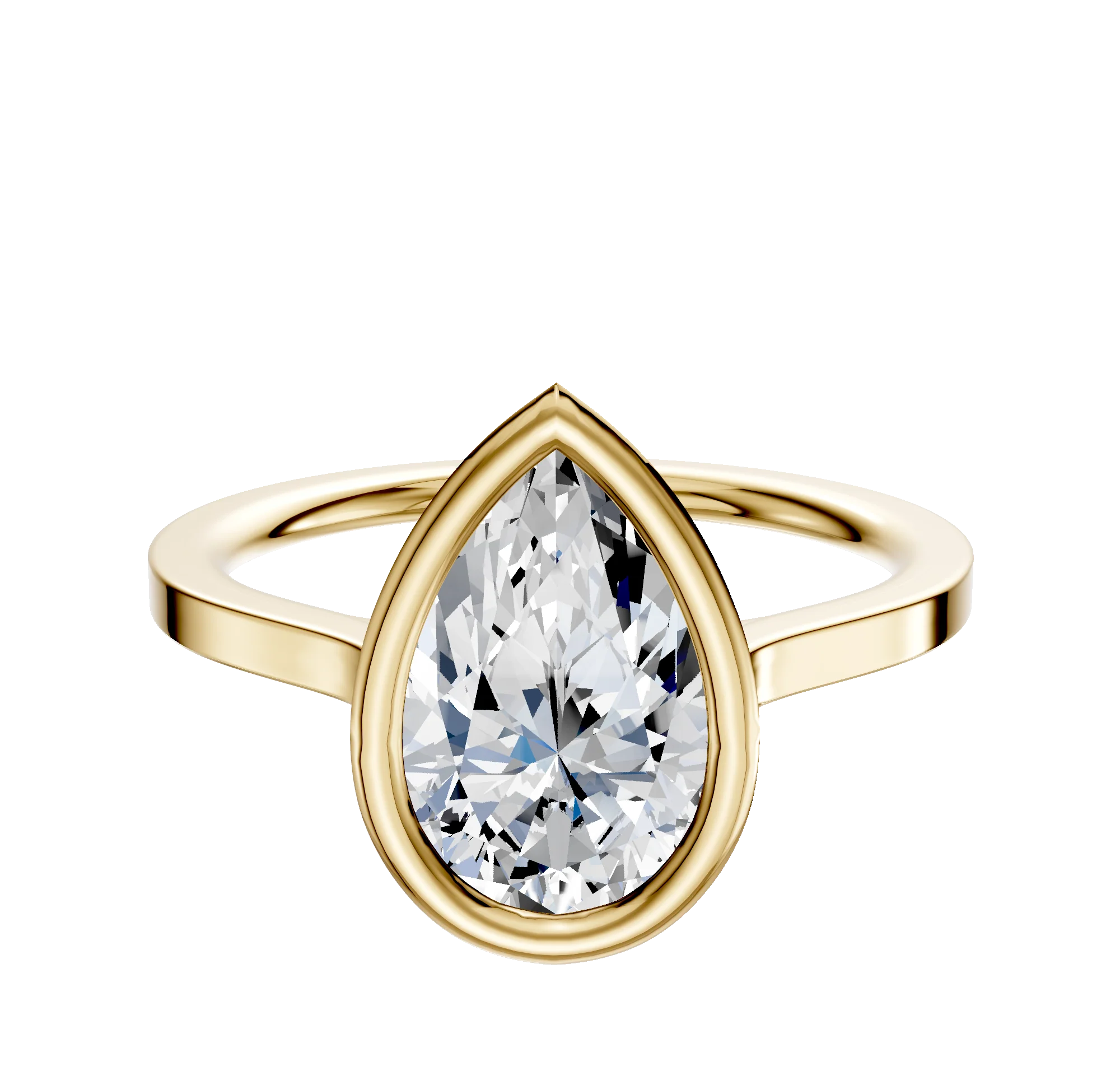 18K Yellow Gold Bezel Full Bezel North/South Cathedral Flat 1.5mm Engagement Ring