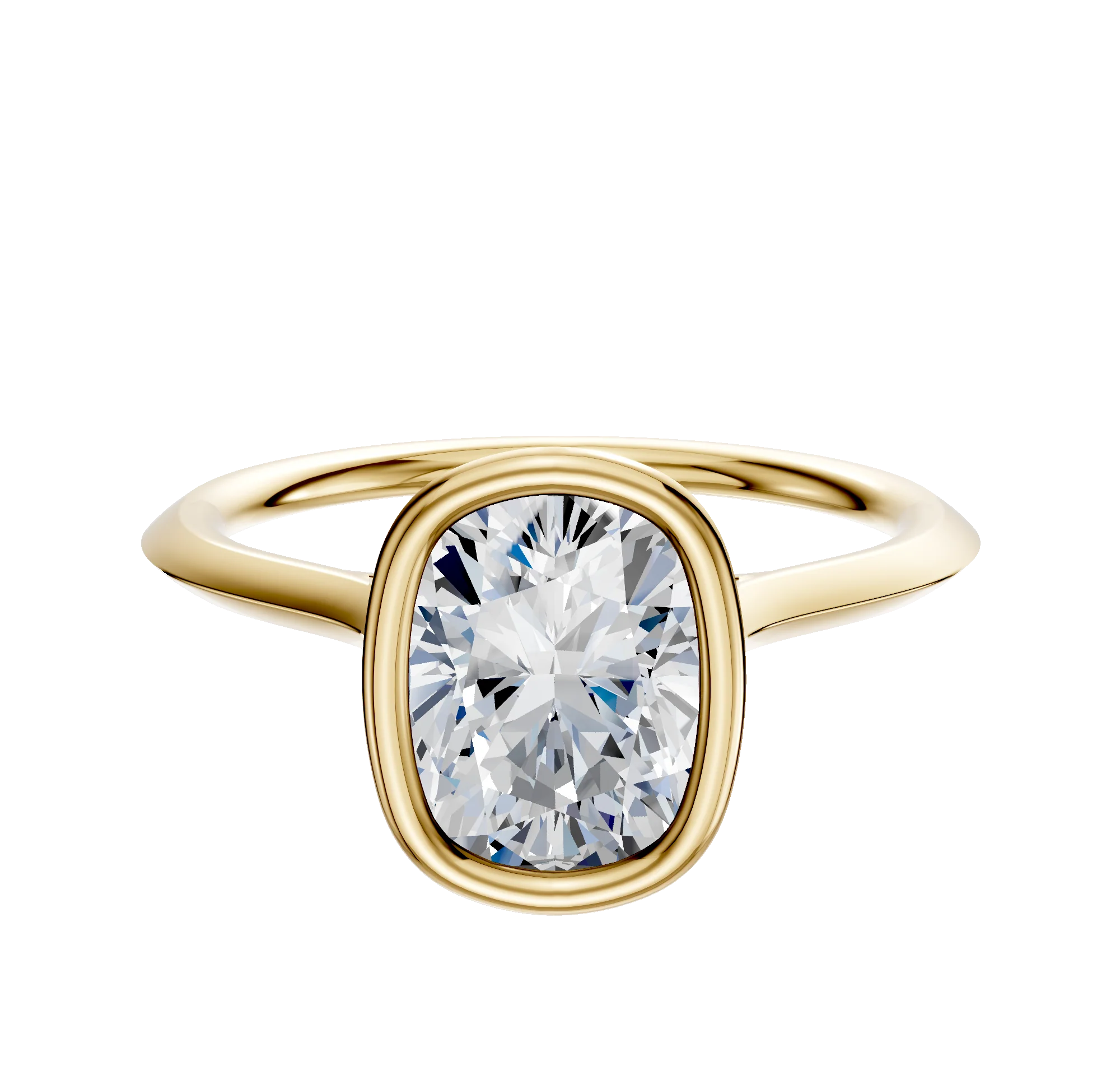 18K Yellow Gold Bezel Full Bezel North/South Cathedral Knife Edge 1.5mm Engagement Ring