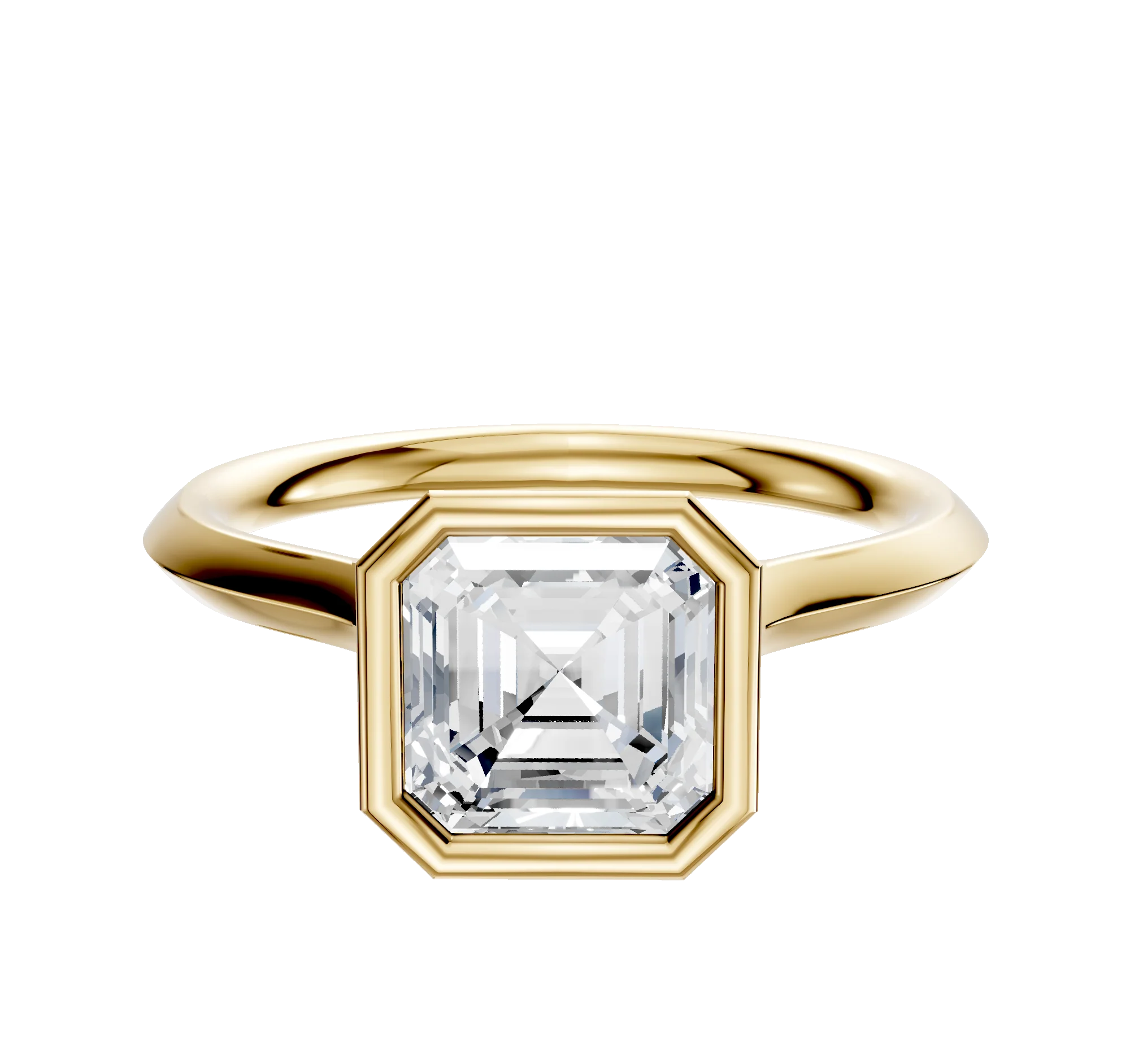 18K Yellow Gold Bezel Full Bezel North/South Cathedral Knife Edge 2.0mm Engagement Ring
