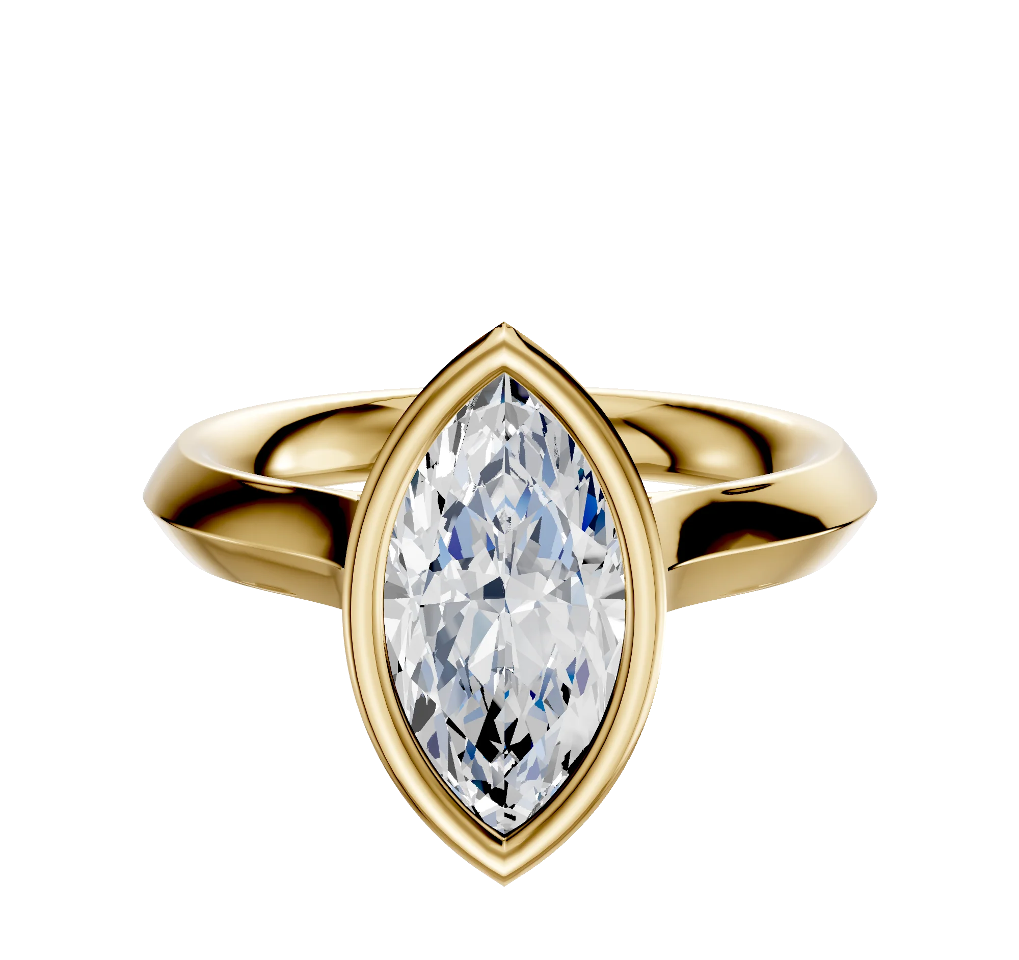 18K Yellow Gold Bezel Full Bezel North/South Cathedral Knife Edge 3.0mm Engagement Ring