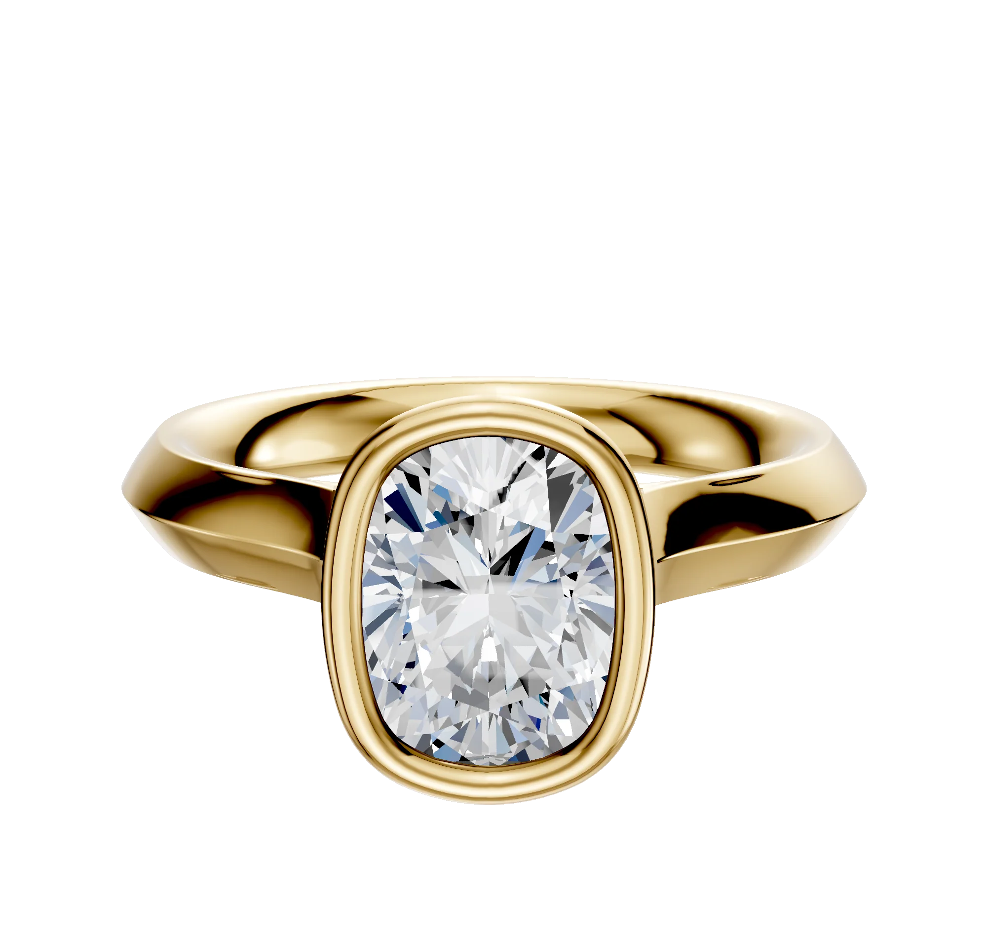 18K Yellow Gold Bezel Full Bezel North/South Cathedral Knife Edge 3.0mm Engagement Ring