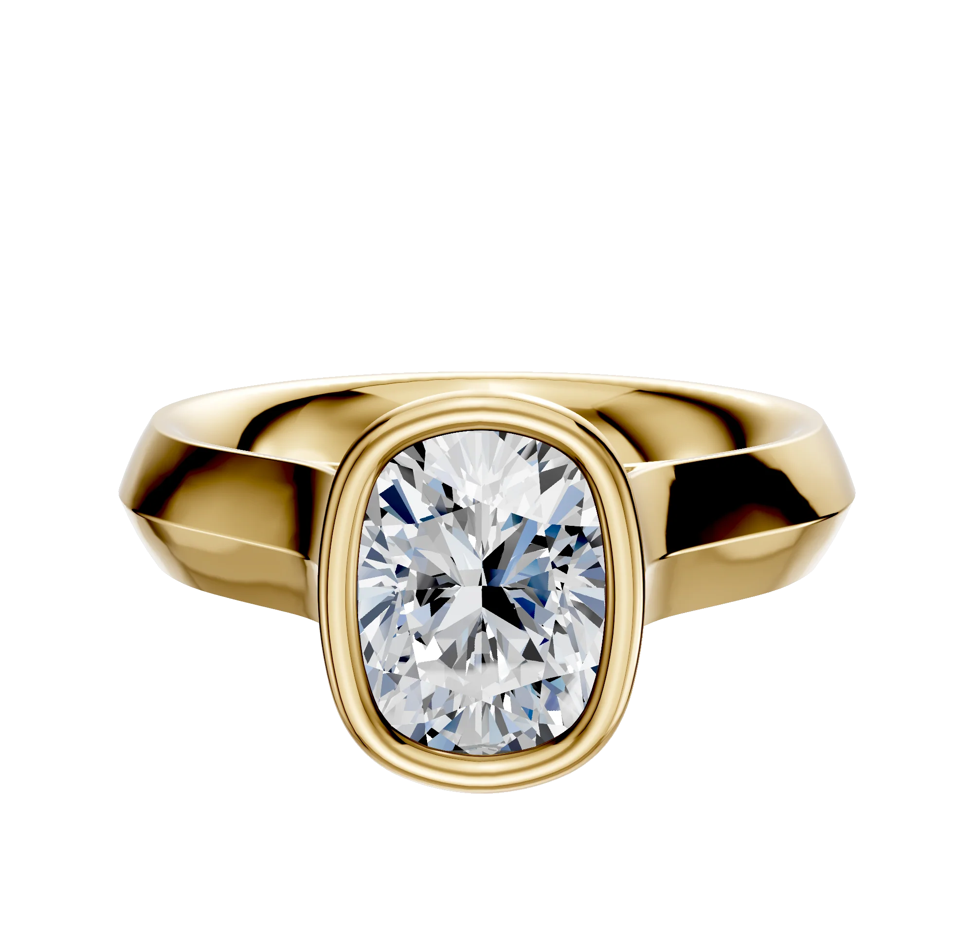 18K Yellow Gold Bezel Full Bezel North/South Cathedral Knife Edge 4.0mm Engagement Ring