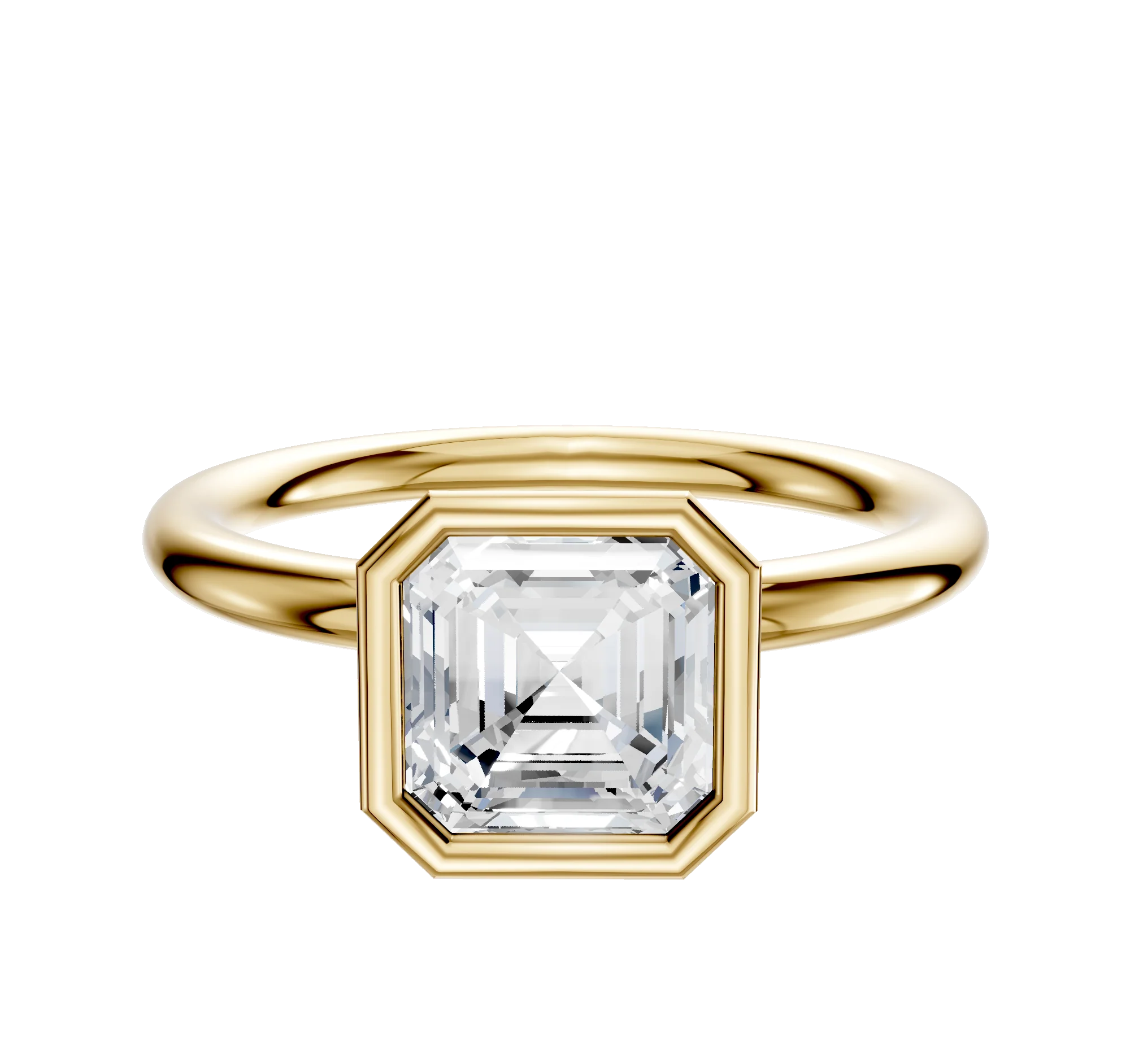 18K Yellow Gold Bezel Full Bezel North/South Classic Dome 2.0mm Engagement Ring