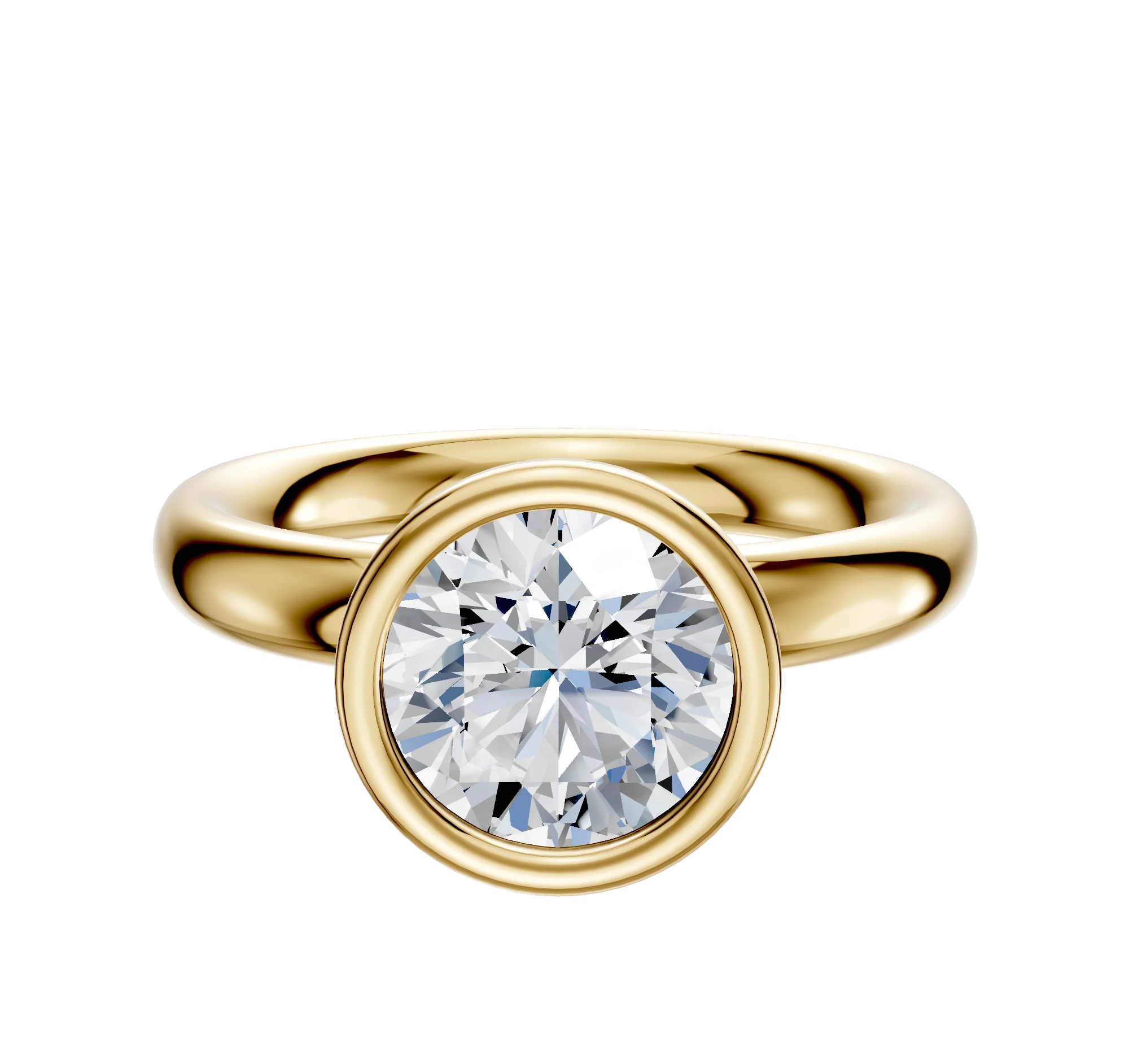 18K Yellow Gold Bezel Full Bezel North/South Classic Dome 3.0mm Engagement Ring